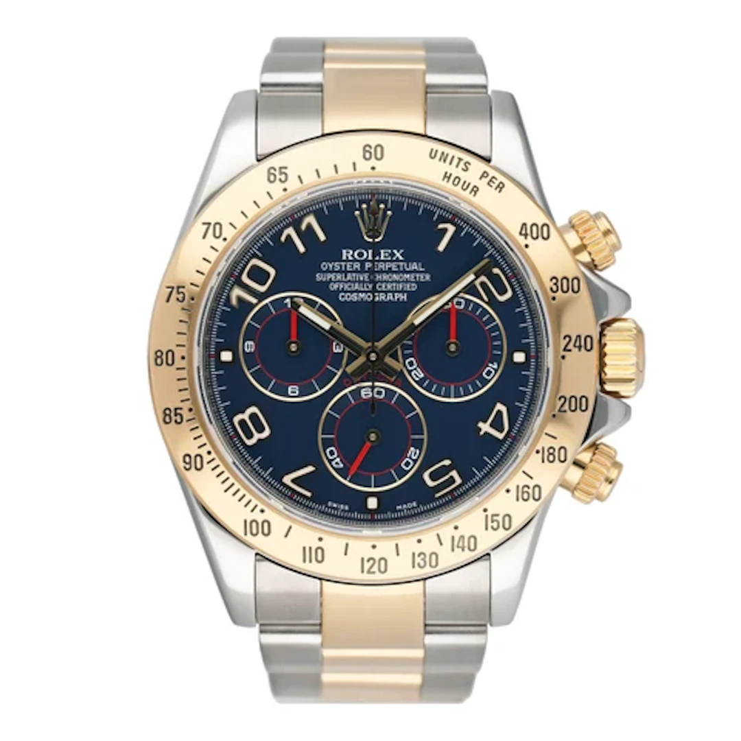 Rolex Daytona 116523 Blue Racing Dial Two-Tone Mens Watch