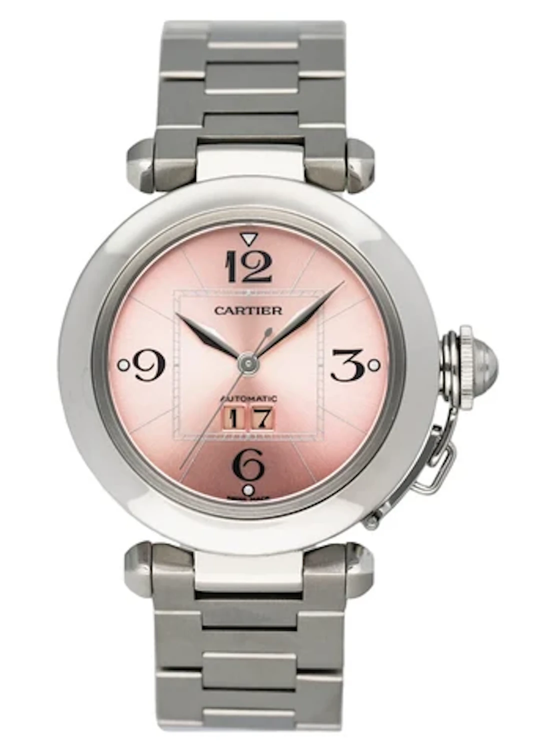 Cartier Pasha W31058M7 Pink Dial Steel Ladies Watch