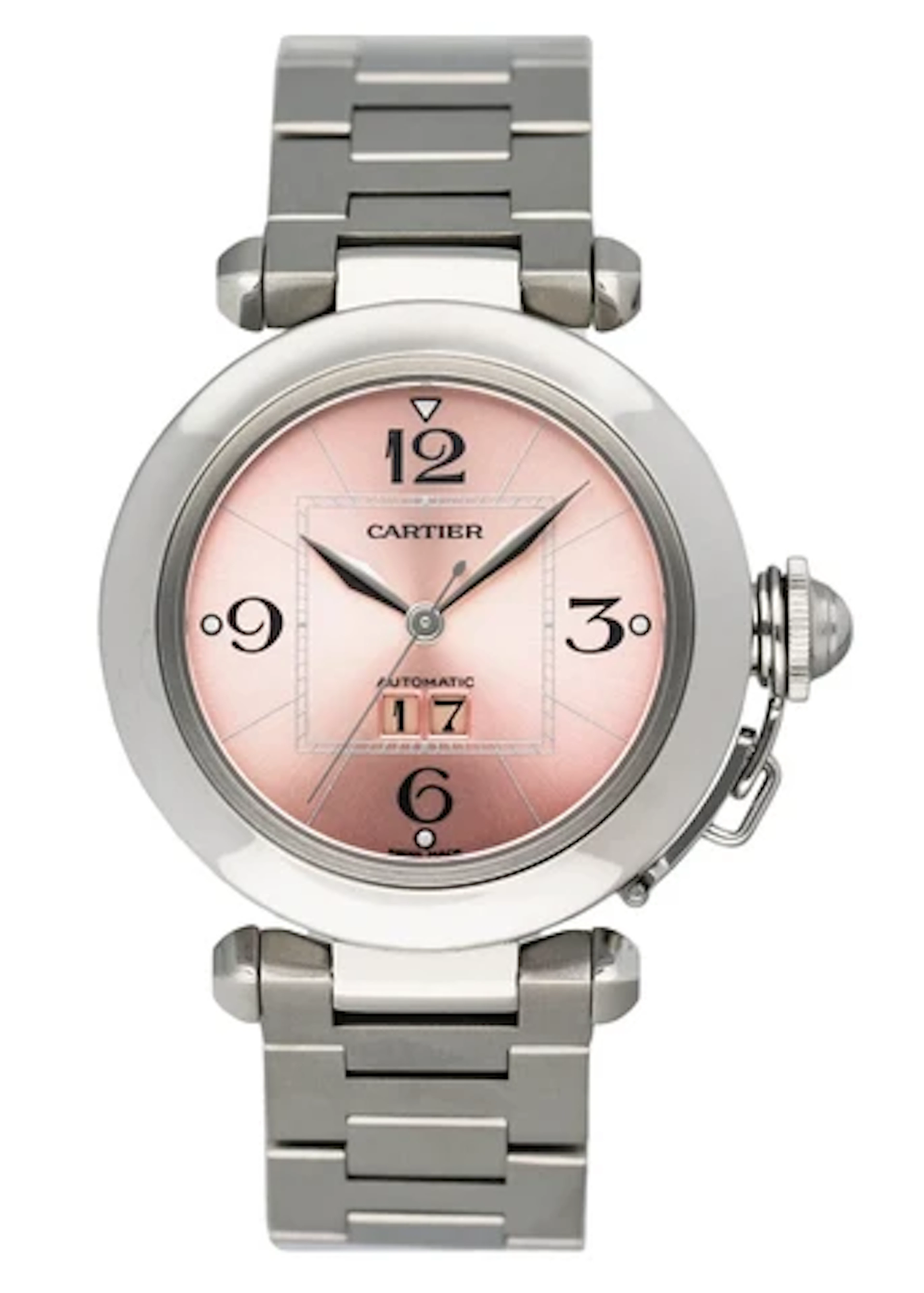 Cartier Pasha W31058M7 Pink Dial Steel Ladies Watch