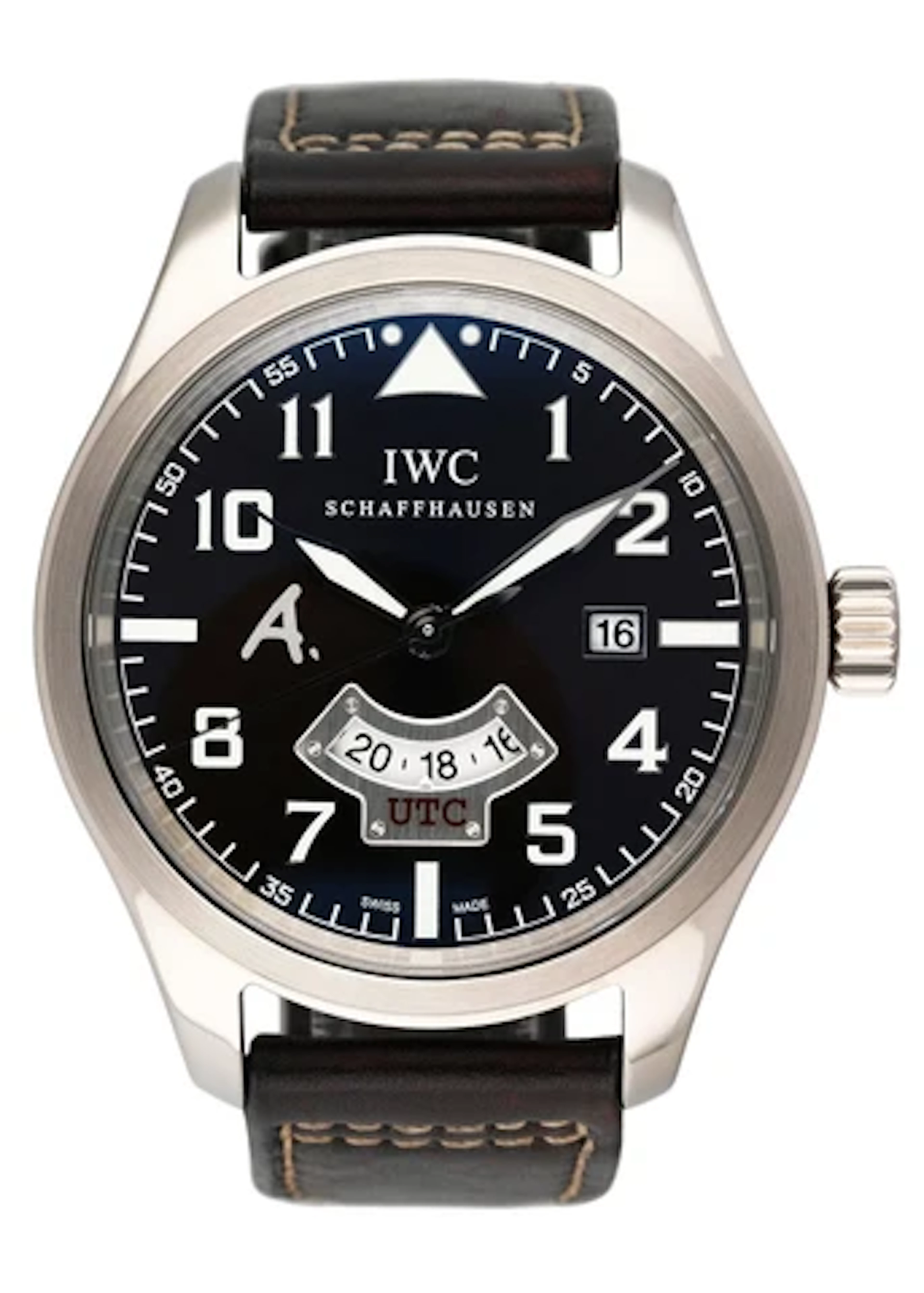IWC Saint Exupery UTC Pilots IW326102 18k WG Brown Dial Mens Watch Box Papers