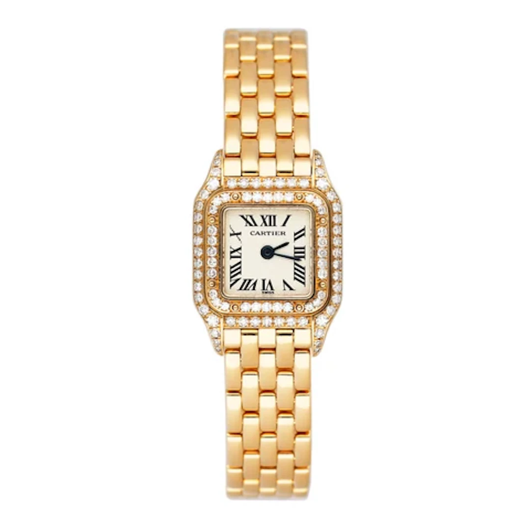 Cartier Panthere Mini WF3163B9 Diamond 18K Yellow Gold Ladies Watch Box Papers