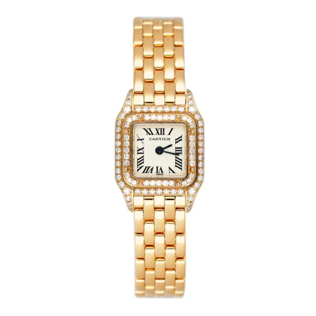Cartier Panthere Mini WF3163B9 Diamond 18K Yellow Gold Ladies Watch Box Papers