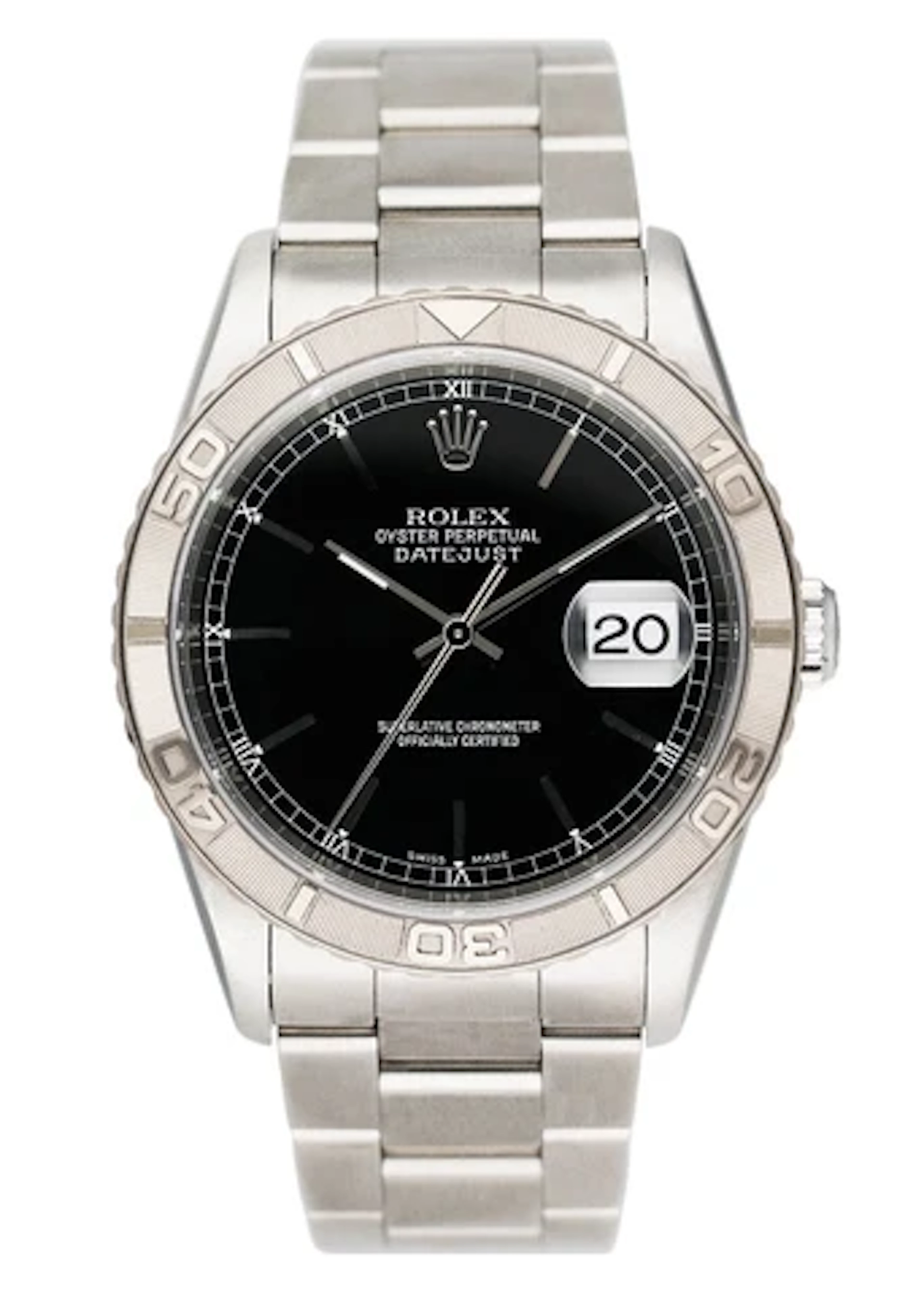 Rolex Oyster Datejust Turn-O-Graph 16264 Black Dial Mens Watch