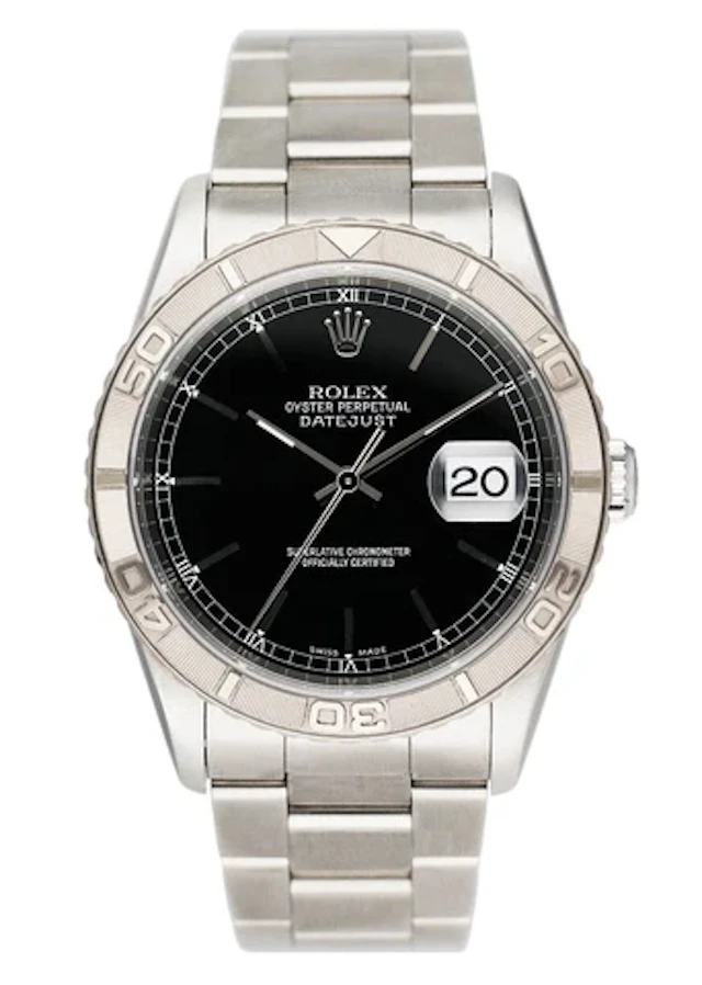 Rolex Oyster Datejust Turn-O-Graph 16264 Black Dial Mens Watch
