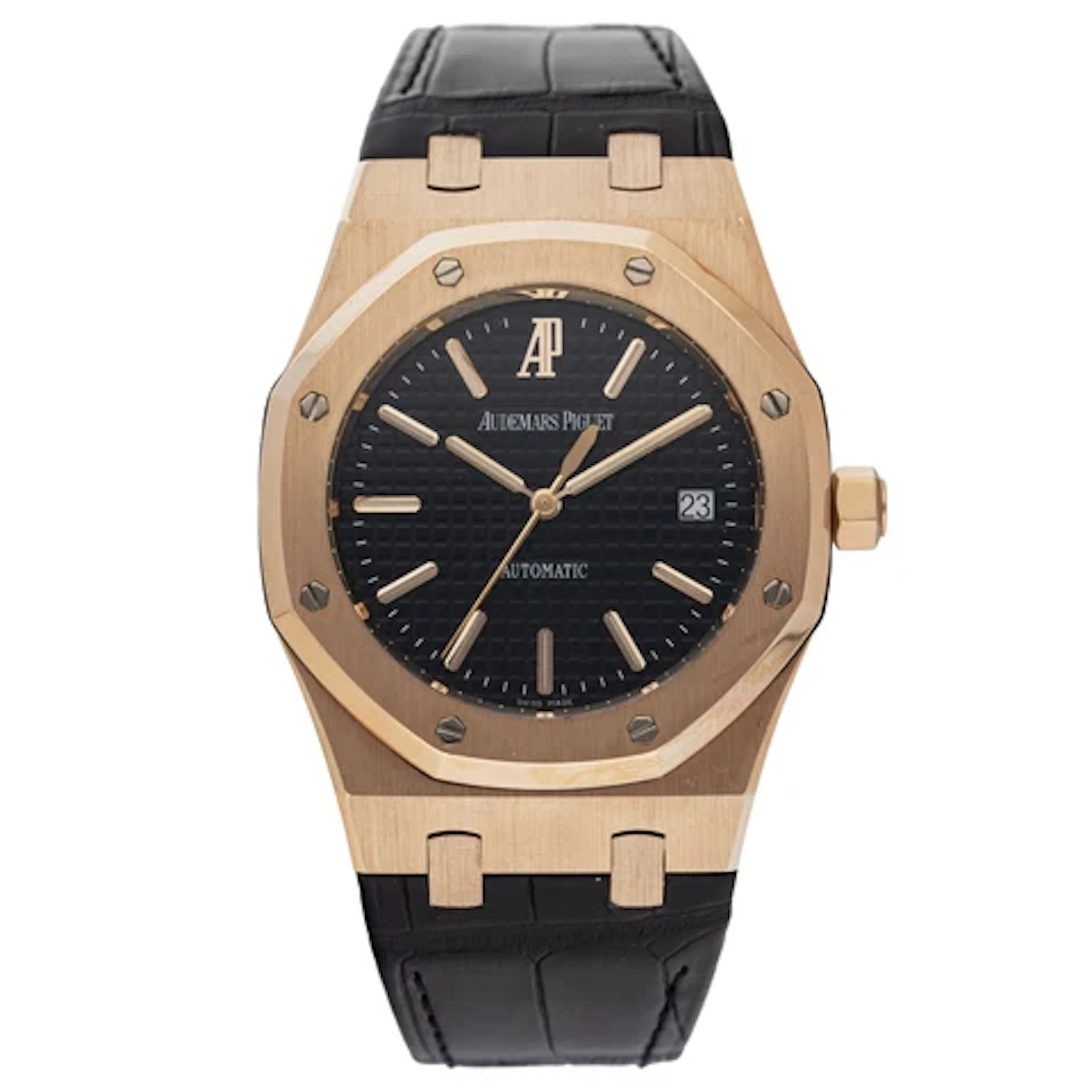 Audemars Piguet 15300OR Black Dial 18K Rose Gold Mens Watch