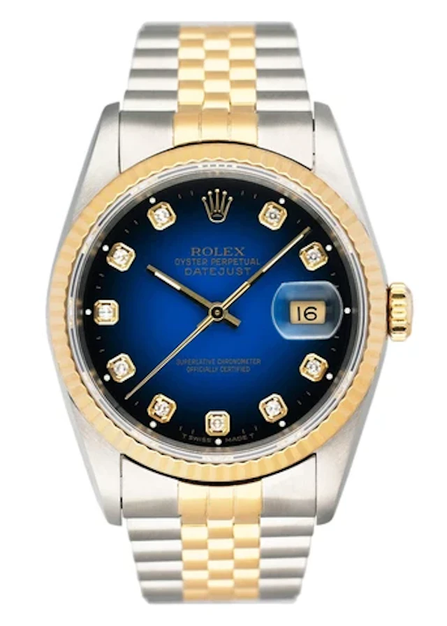 Rolex Datejust 16233 Diamond Blue Vignette Dial Mens Watch