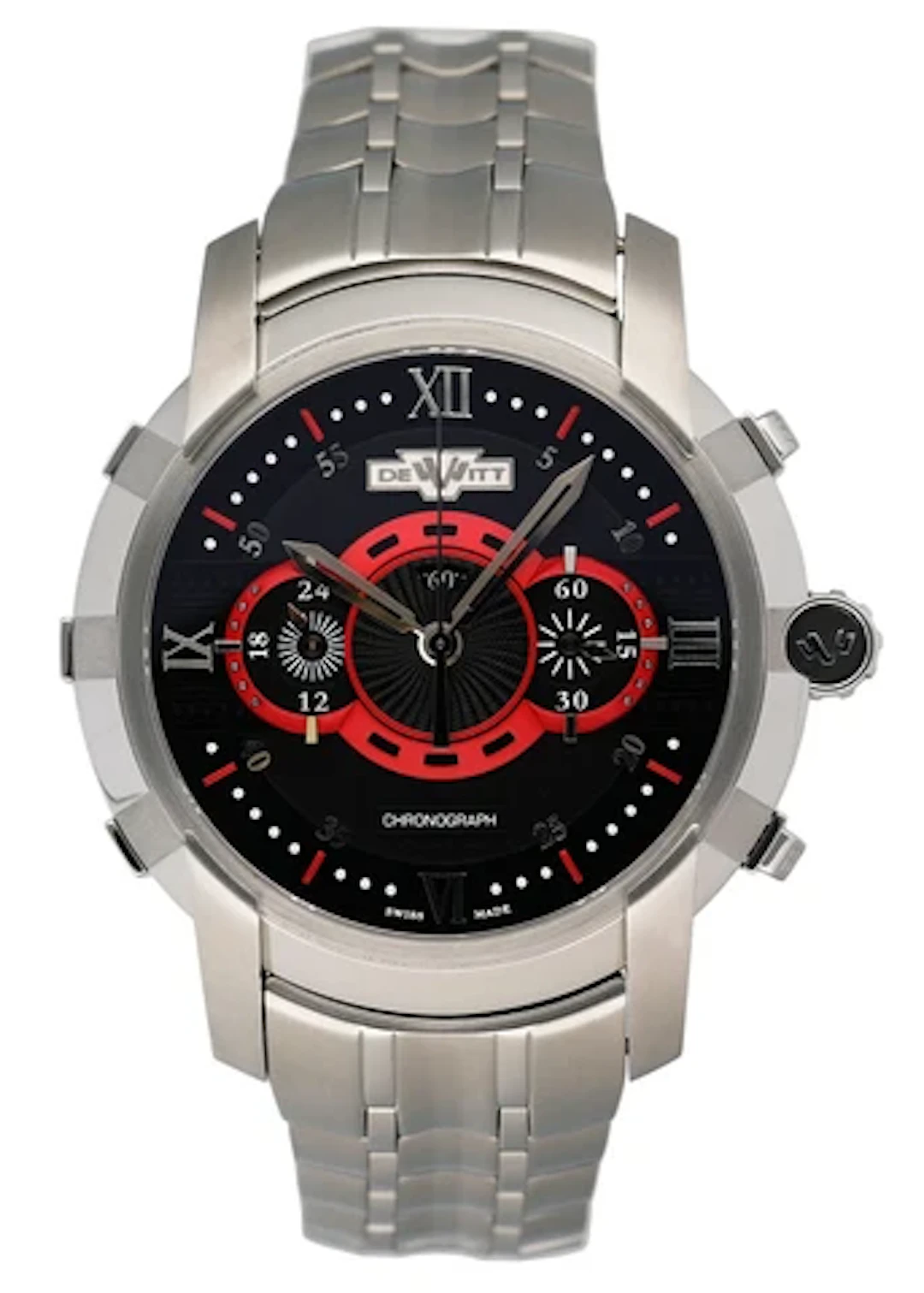 Dewitt Academia FTV.CHR.005.S1 Black & Red Dial Mens Watch Box Papers