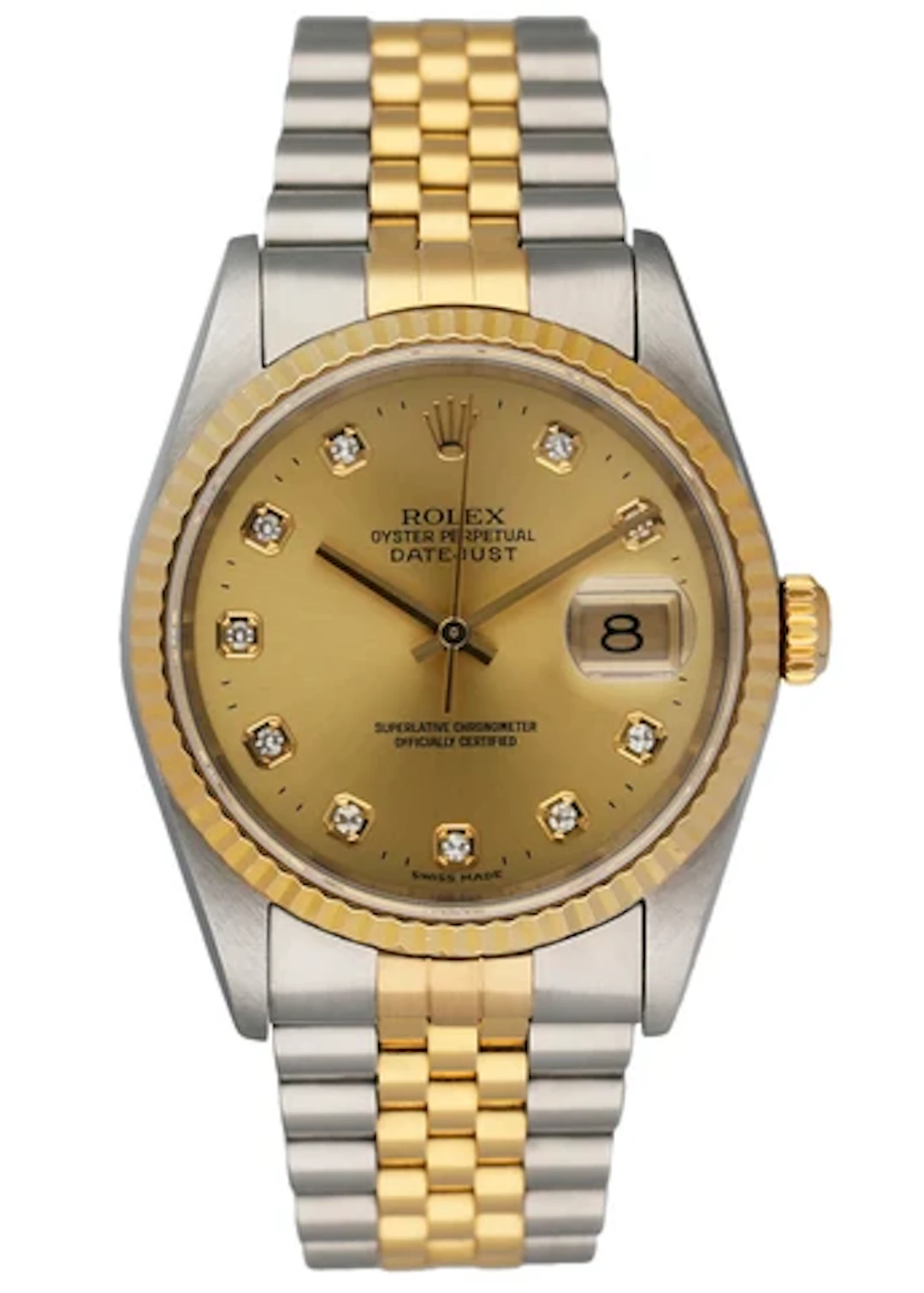 Rolex Datejust 16233 Diamond Dial Mens Watch Box Papers