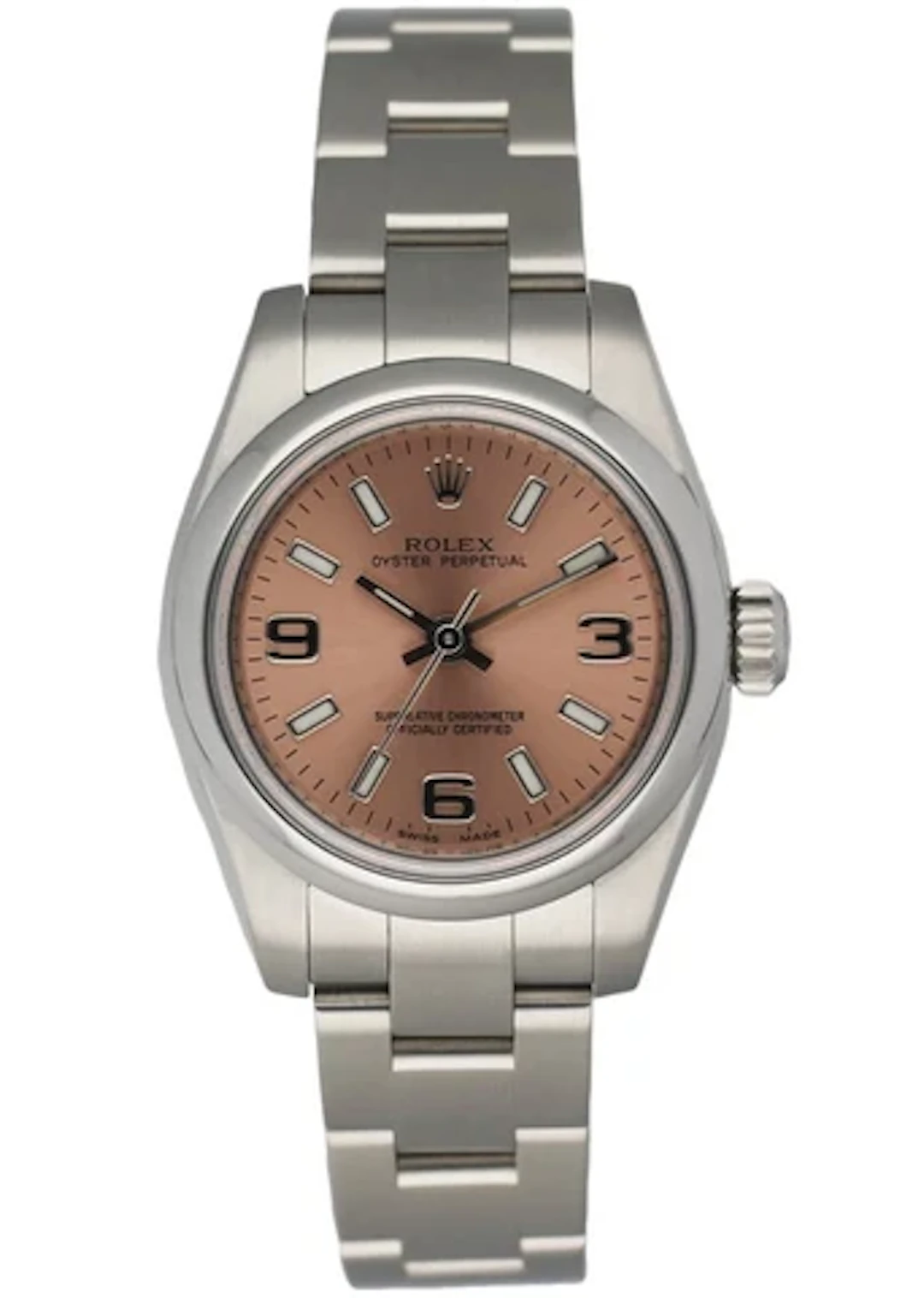 Rolex Oyster Perpetual 176200 steel Pink Dial W/Warranty Card