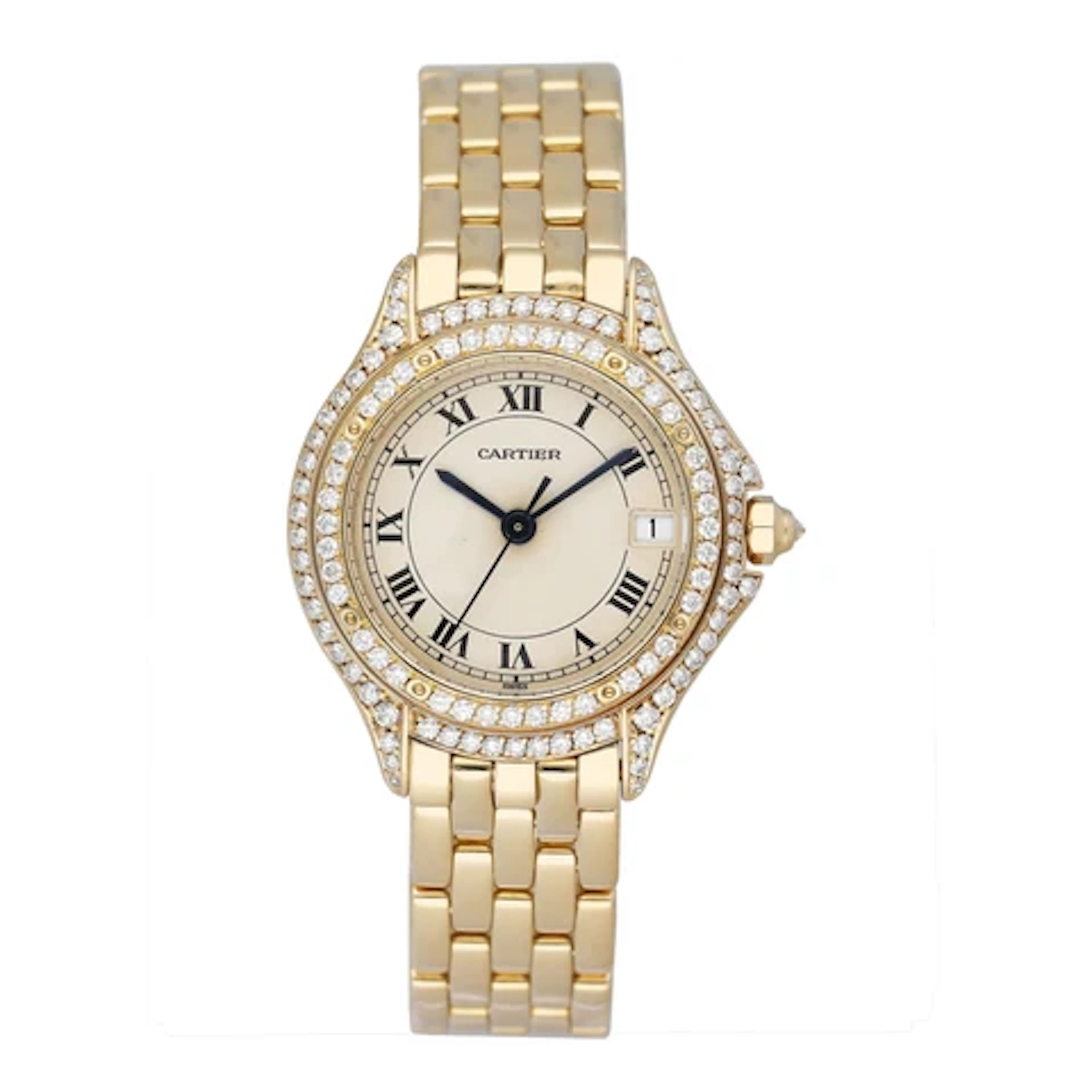 Cartier Cougar WF8003B9 Diamond 18K Yellow Gold Ladies Watch