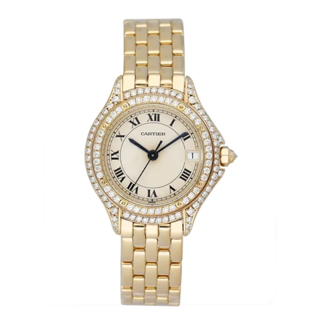 Cartier Cougar WF8003B9 Diamond 18K Yellow Gold Ladies Watch