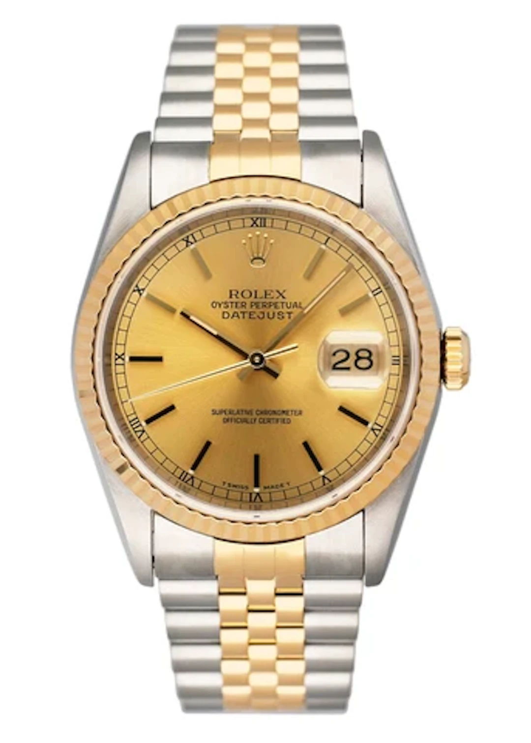 Rolex Datejust 16233 Champagne Dial Mens Watch Box Papers