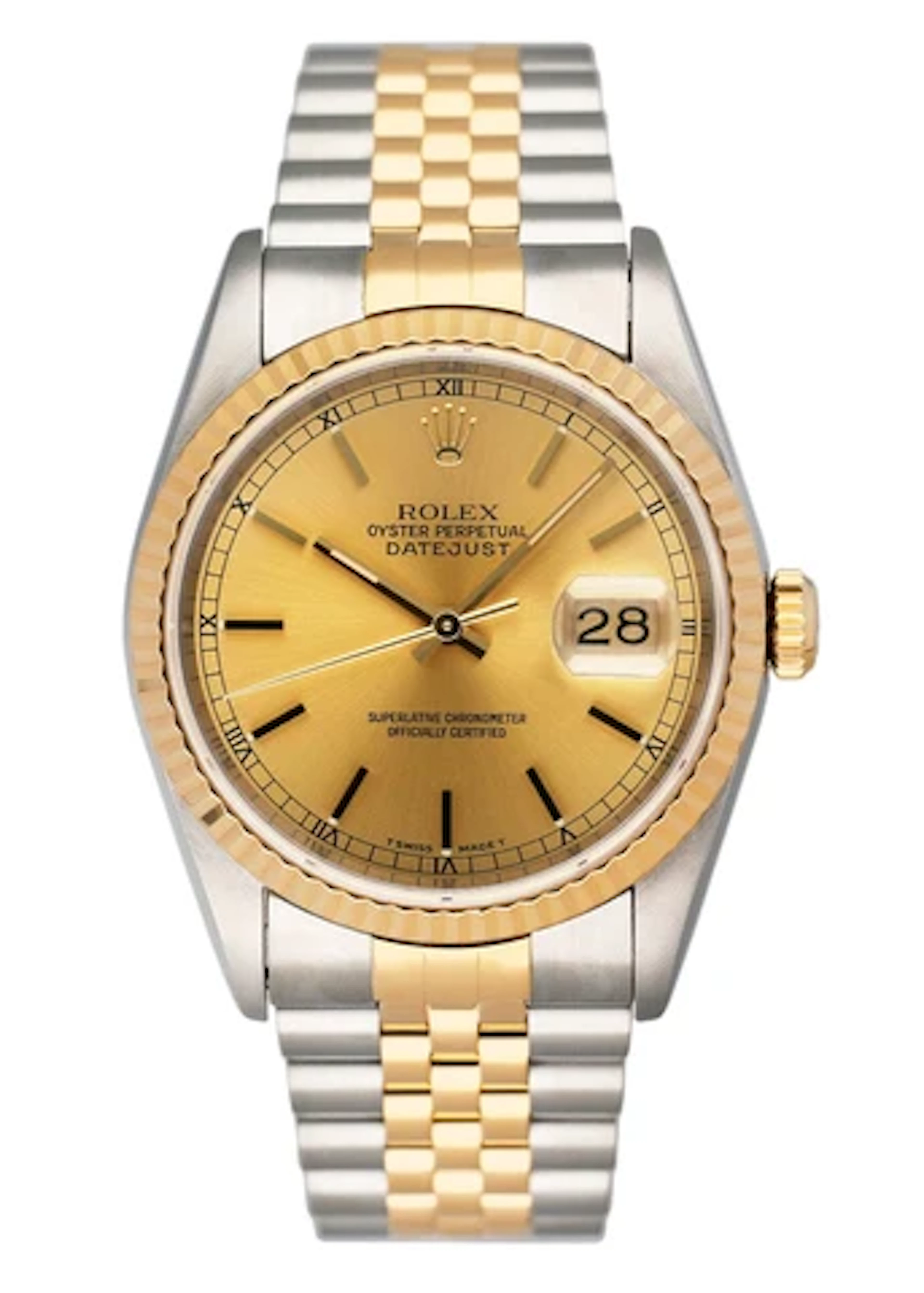 Rolex Datejust 16233 Champagne Dial Mens Watch Box Papers