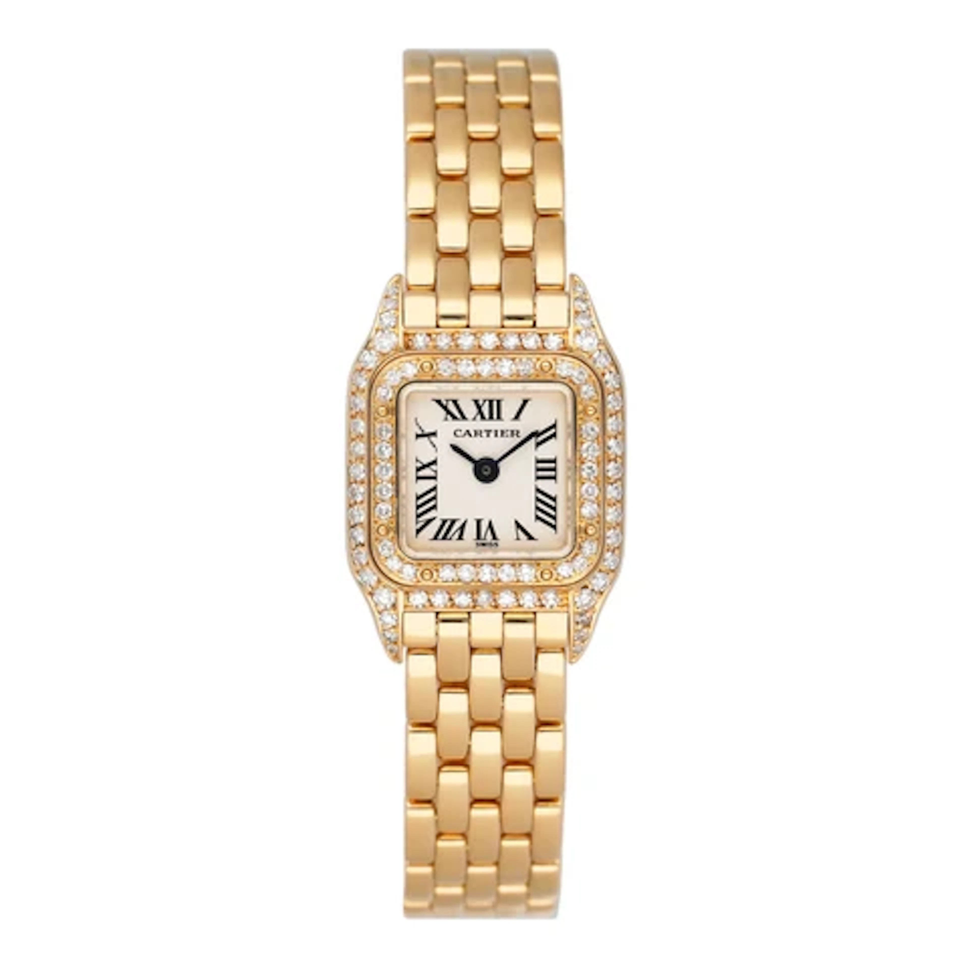 Cartier Panthere Mini W25034B9 Diamond 18K Yellow Gold Ladies Watch
