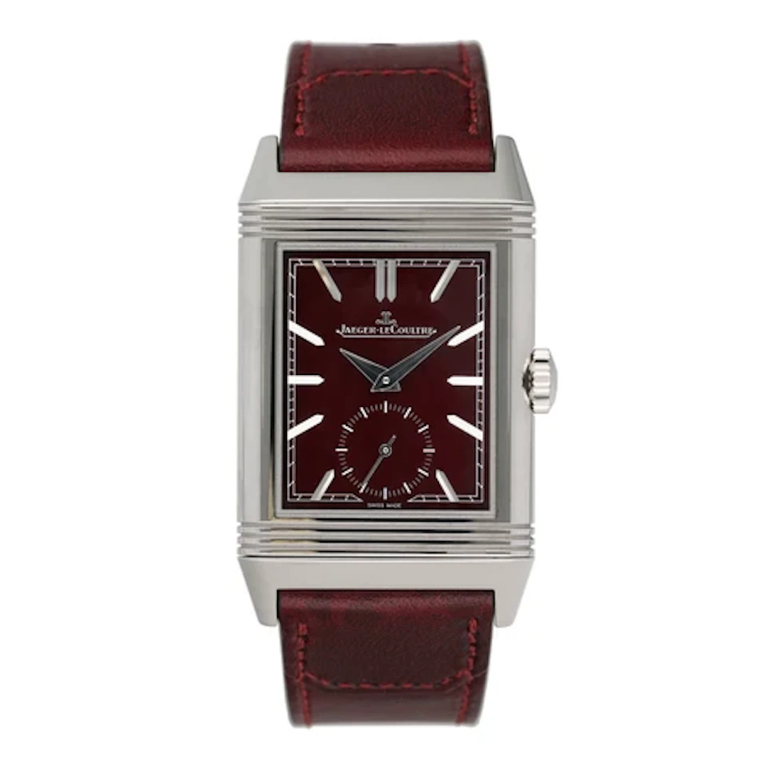 Jaeger-LeCoultre Reverso Tribute Q397846J Burgundy Dial Mens Watch Box Papers