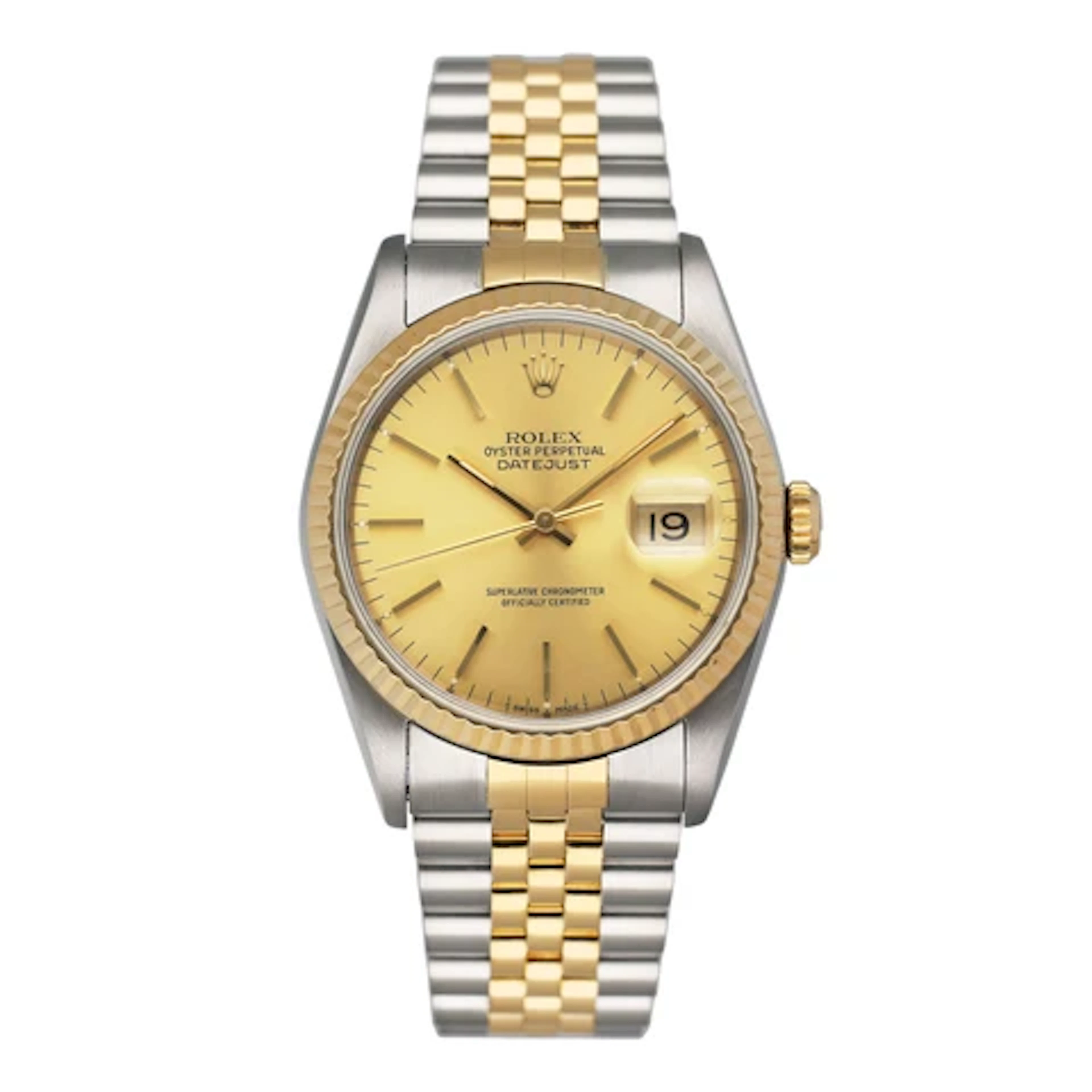Rolex Datejust 16233 Champagne Dial Two Tone Mens Watch Box Papers