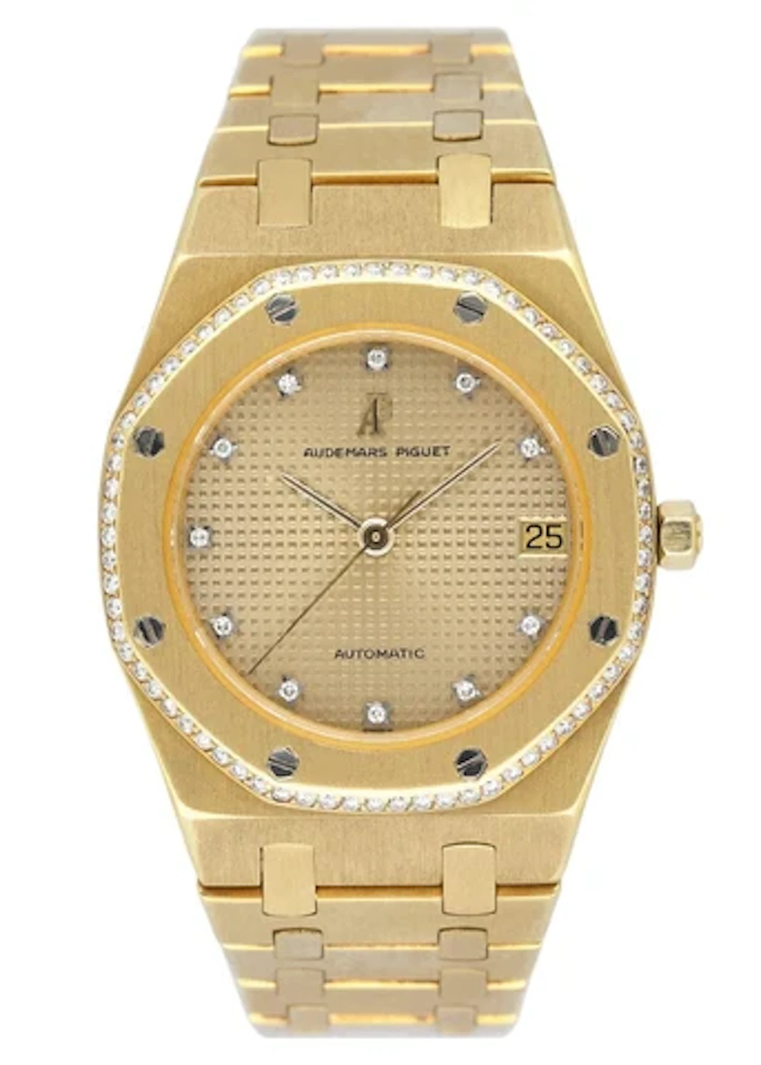 Audemars Piguet Royal Oak Diamond Champagne Dial 18K Yellow Gold Mens Watch