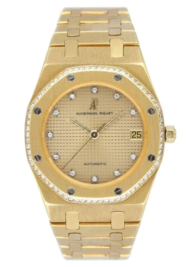 Audemars Piguet Royal Oak Diamond Champagne Dial 18K Yellow Gold Mens Watch