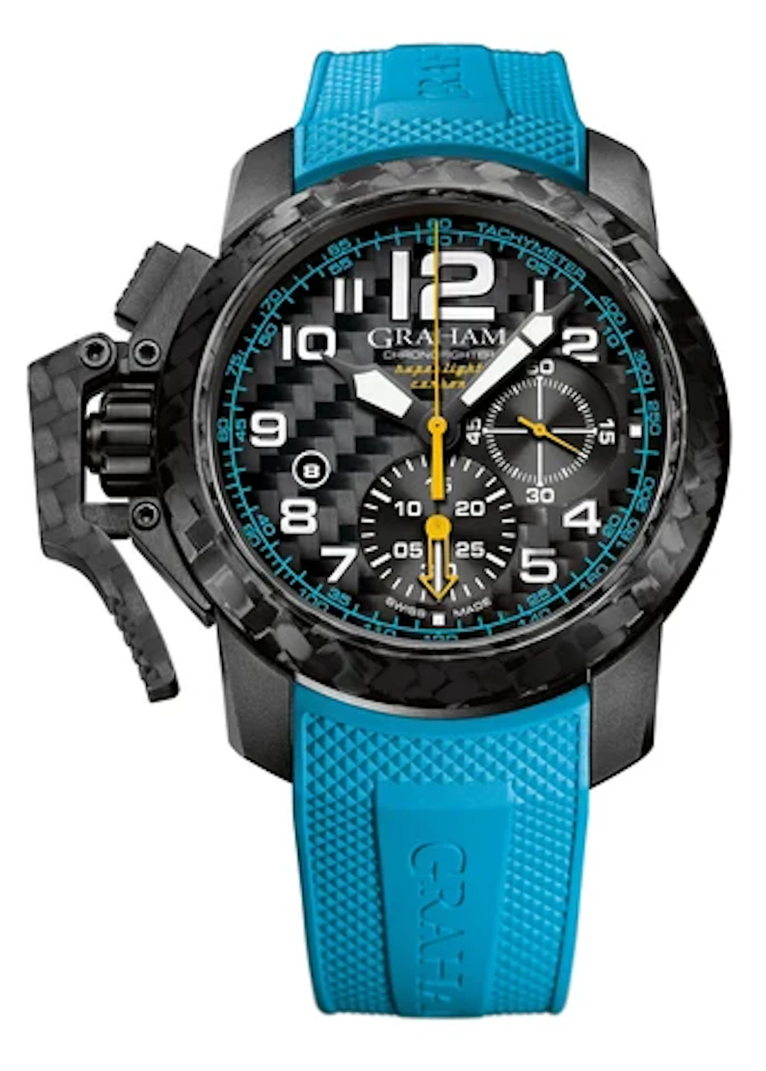 New Graham Chronofighter Oversize Superlight Carbon Blue Mens Watch Box Papers
