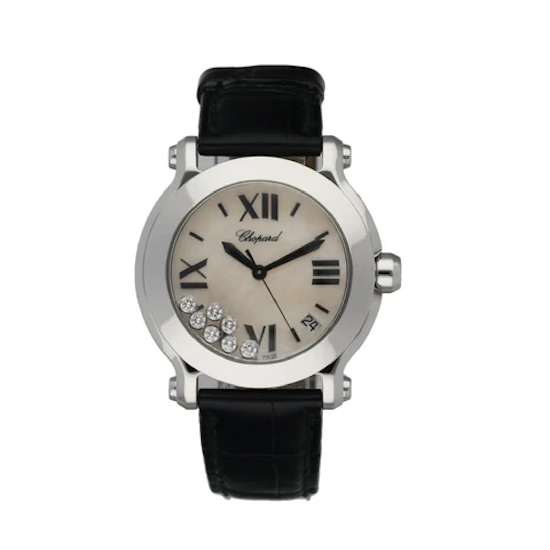 Chopard Happy Sport 8475 Mother Of Pearl Dial W/ Floating Diamonds & Papers
