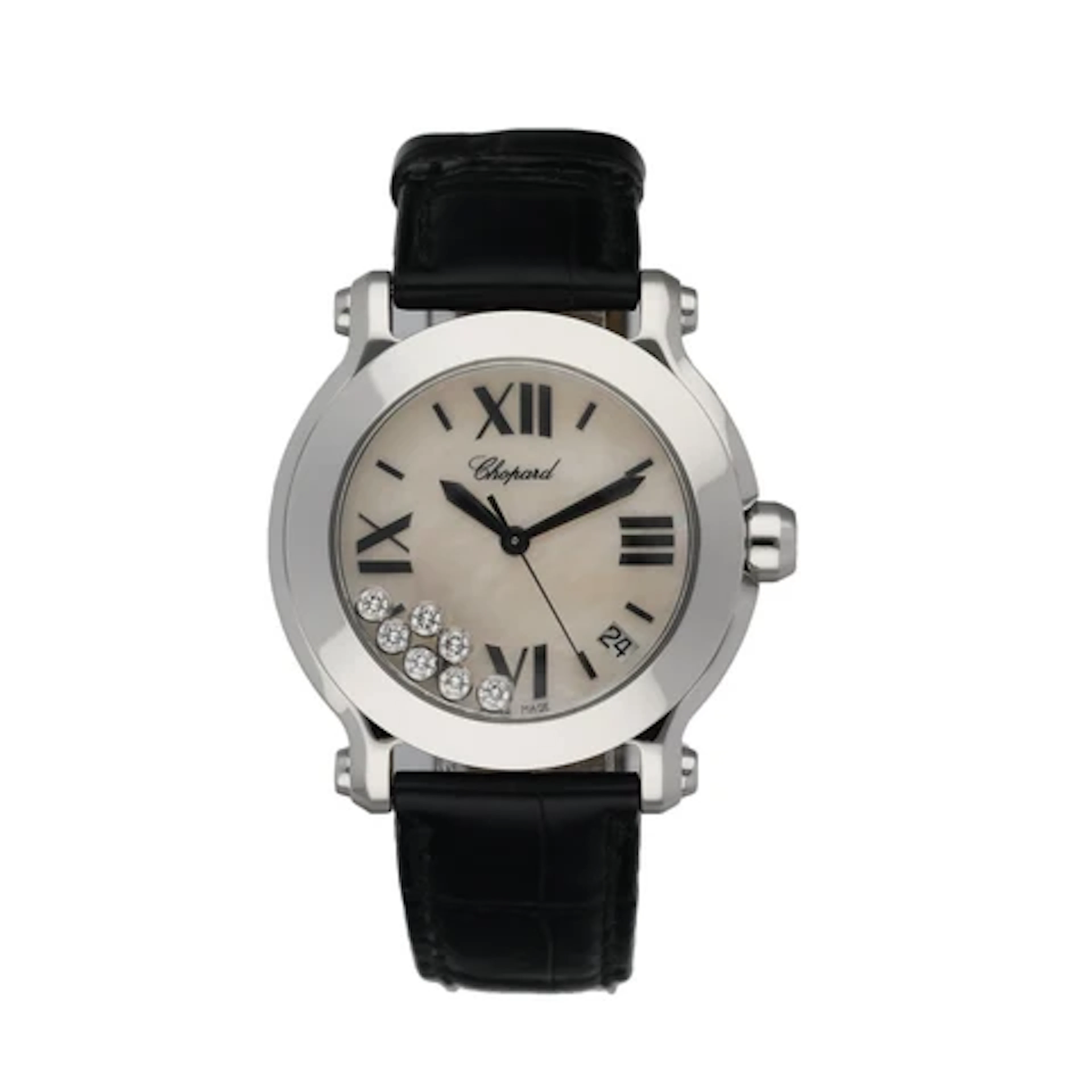 Chopard Happy Sport 8475 Mother Of Pearl Dial W/ Floating Diamonds & Papers
