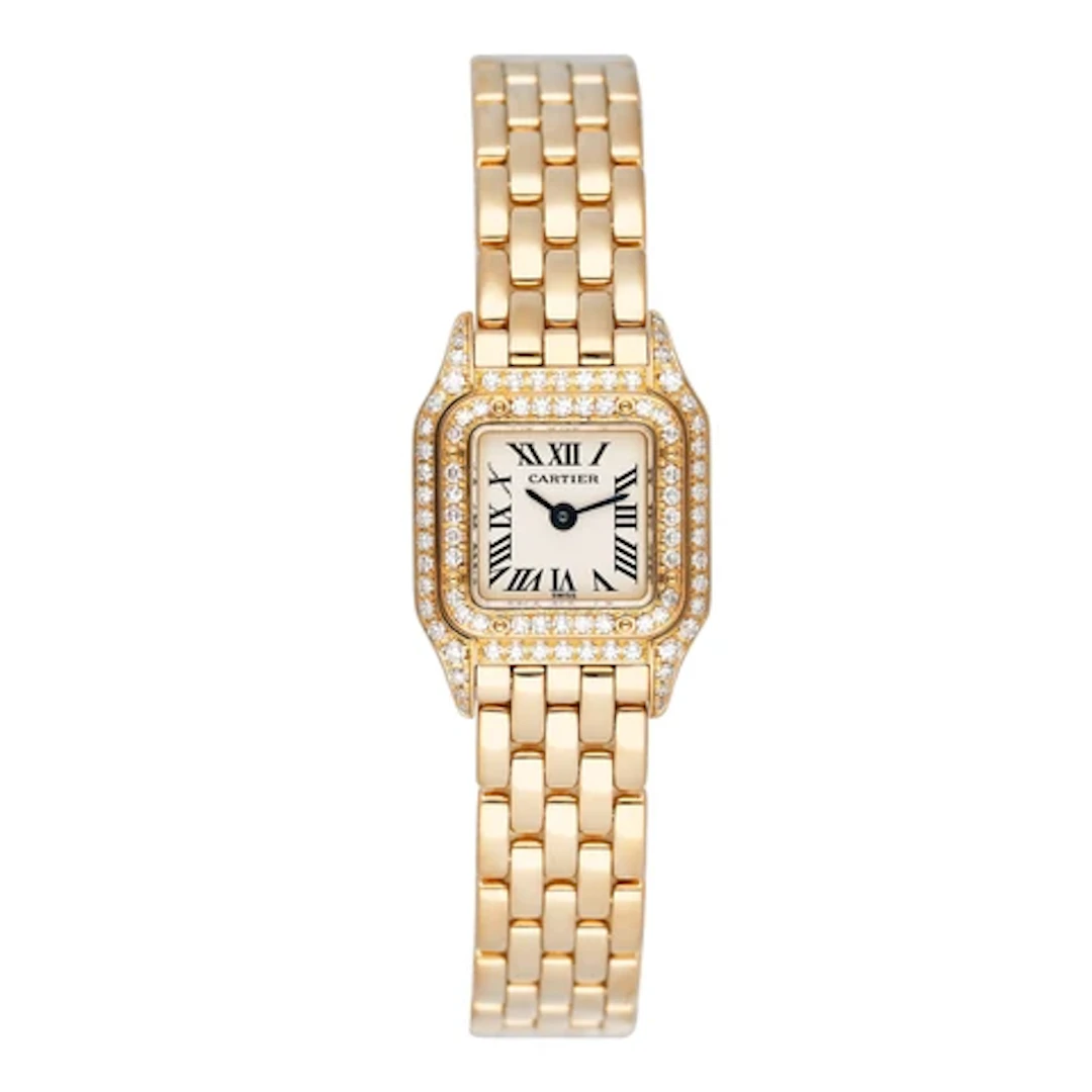 Cartier Panthere Mini WF3141B9 18K Yellow Gold Diamond Ladies Watch Box Papers