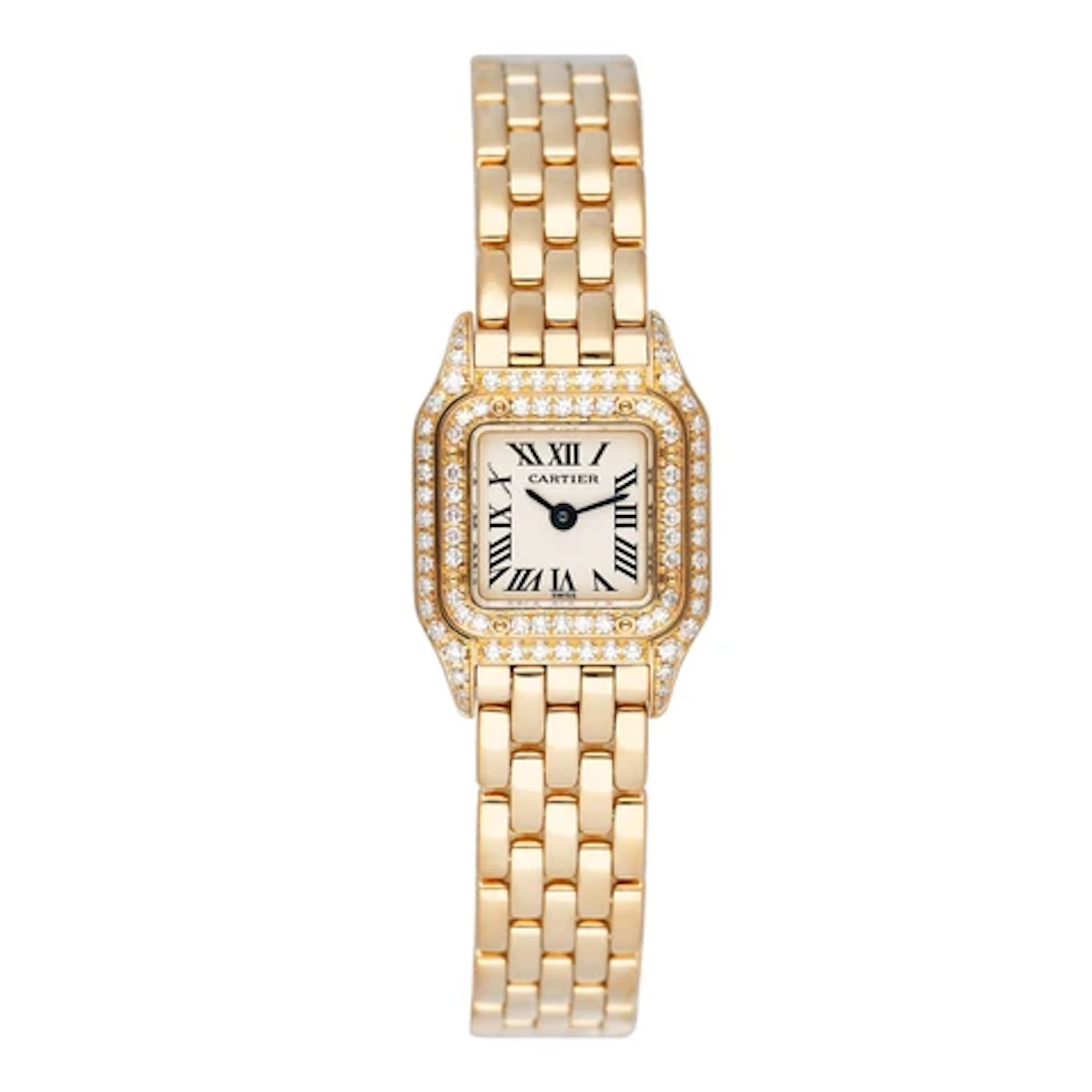Cartier Panthere Mini WF3141B9 18K Yellow Gold Diamond Ladies Watch Box Papers