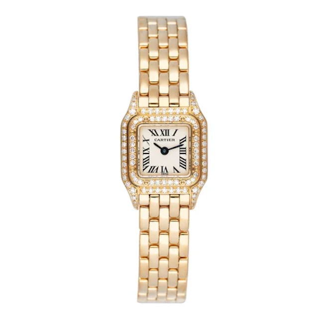 Cartier Panthere Mini WF3141B9 18K Yellow Gold Diamond Ladies Watch Box Papers
