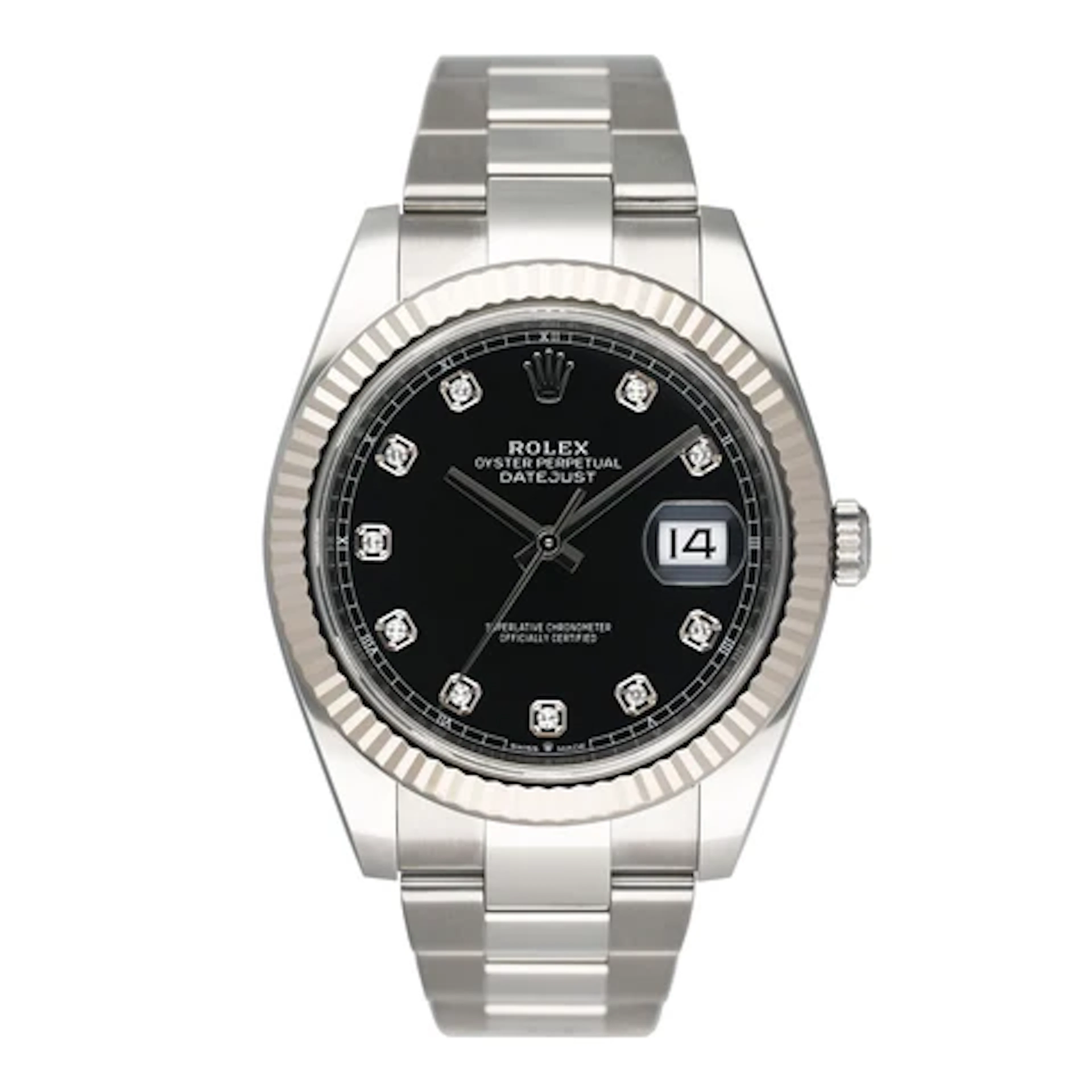 Rolex Datejust 41 126334 Diamond Black Dial Steel Mens Watch Box Papers