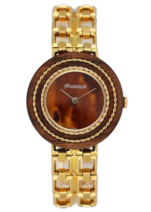 Gérald Genta Mouawad Wood Bezel 18K Yellow Gold Watch