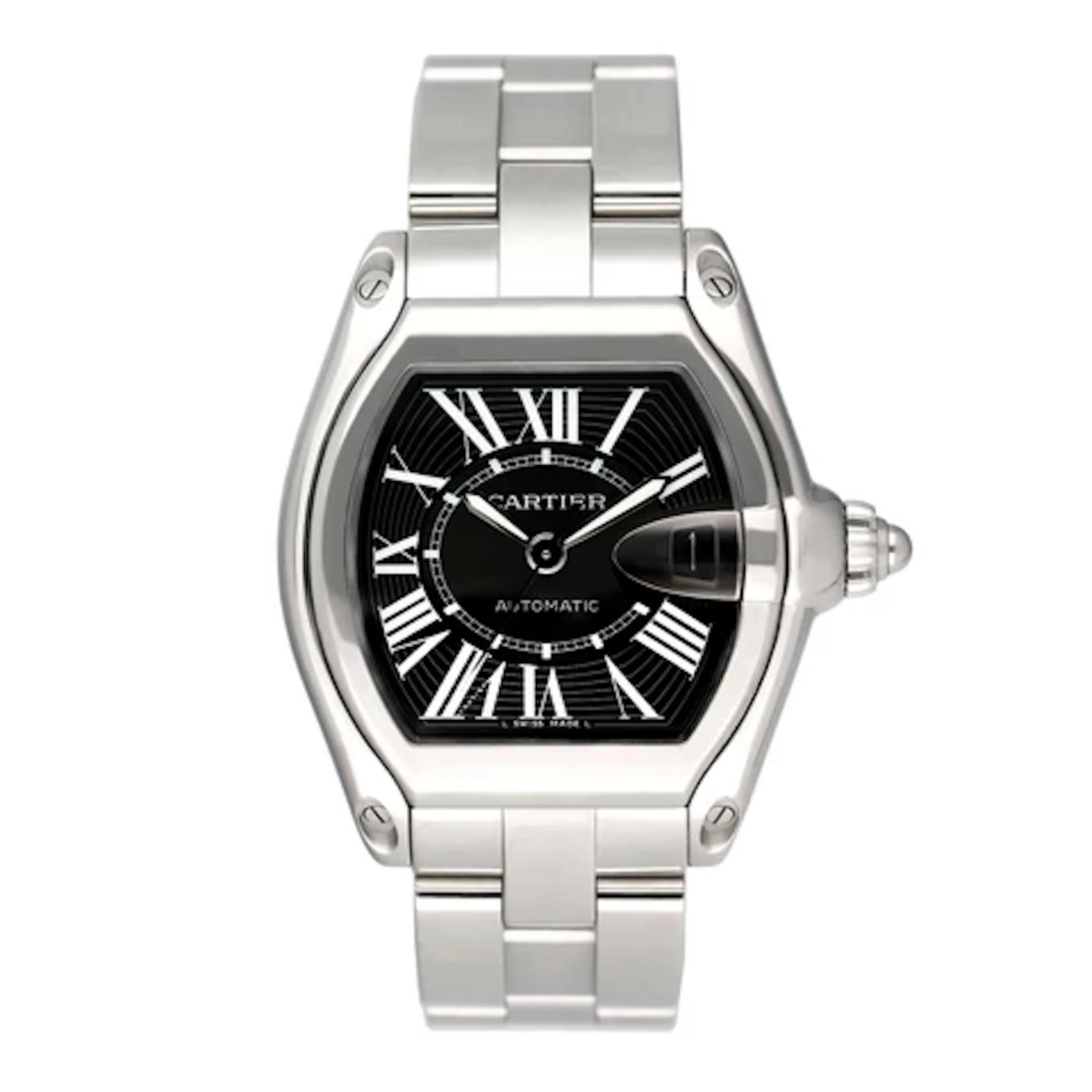 Cartier Roadster W62041V3 Black Dial Steel Mens Watch