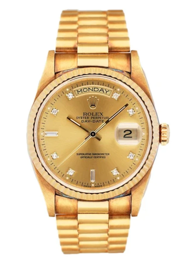 Rolex Day Date 18238 Diamond Dial Mens Watch Box Papers