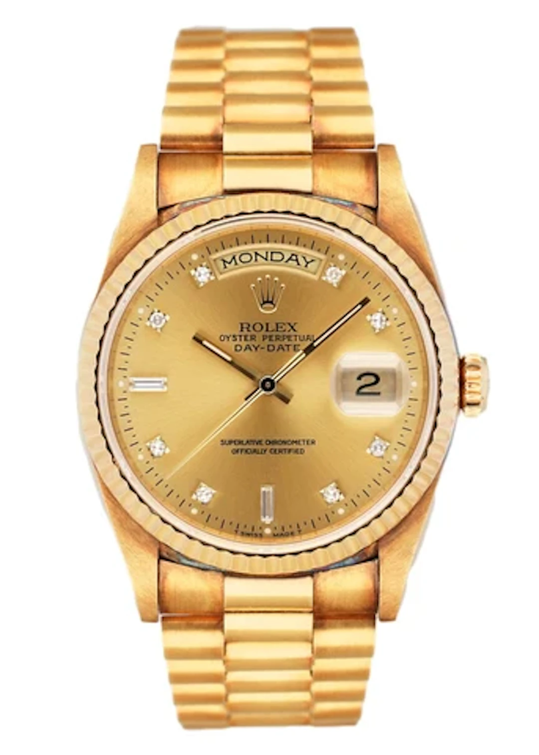 Rolex Day Date 18238 Diamond Dial Mens Watch Box Papers