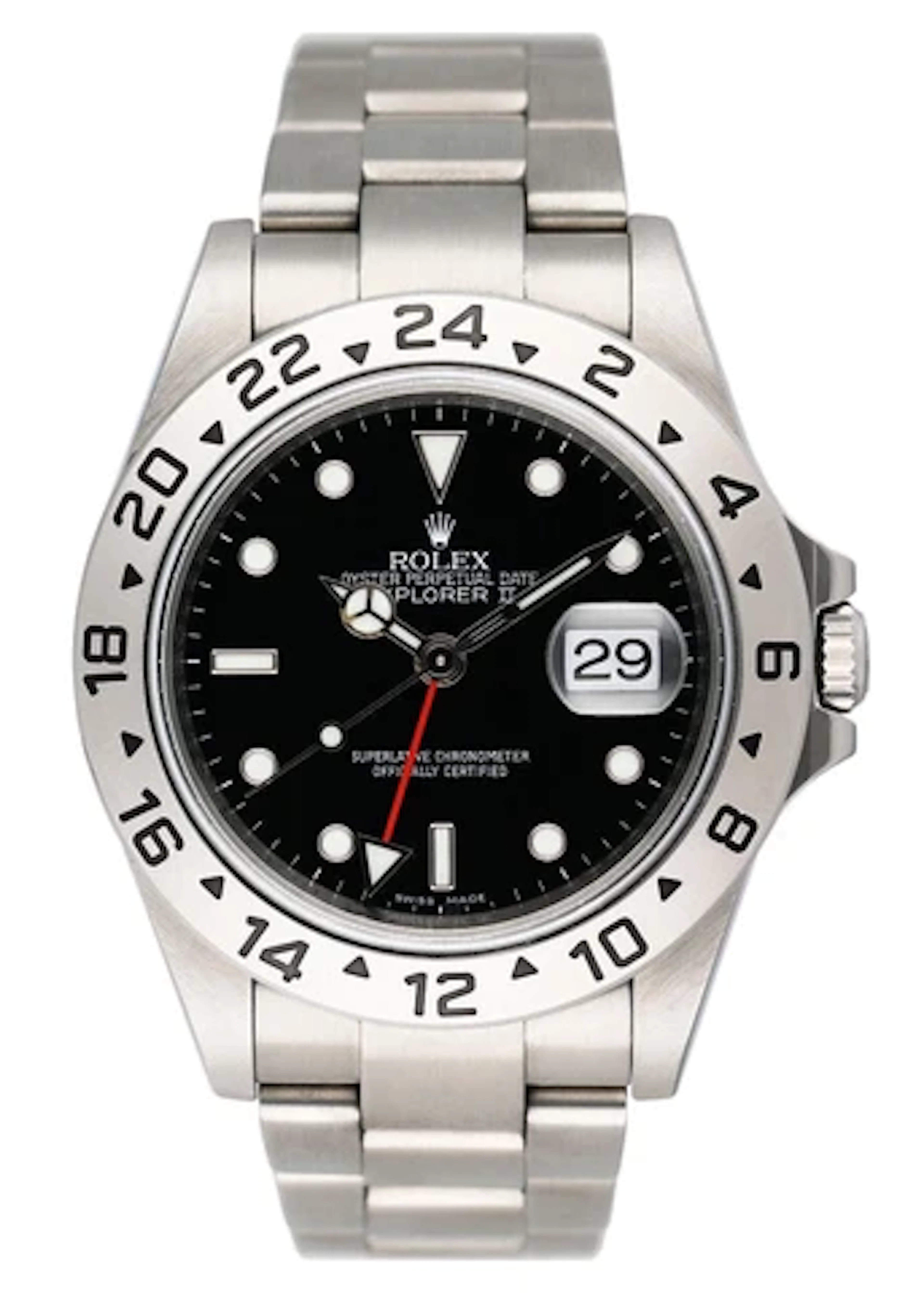 Rolex Explorer II 16570 Black Dial Engraved Mens Watch