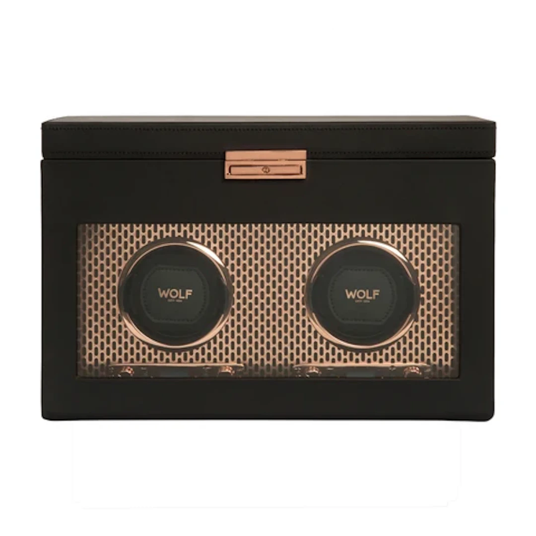 Axis Double Watch Winder With Storage - Copper