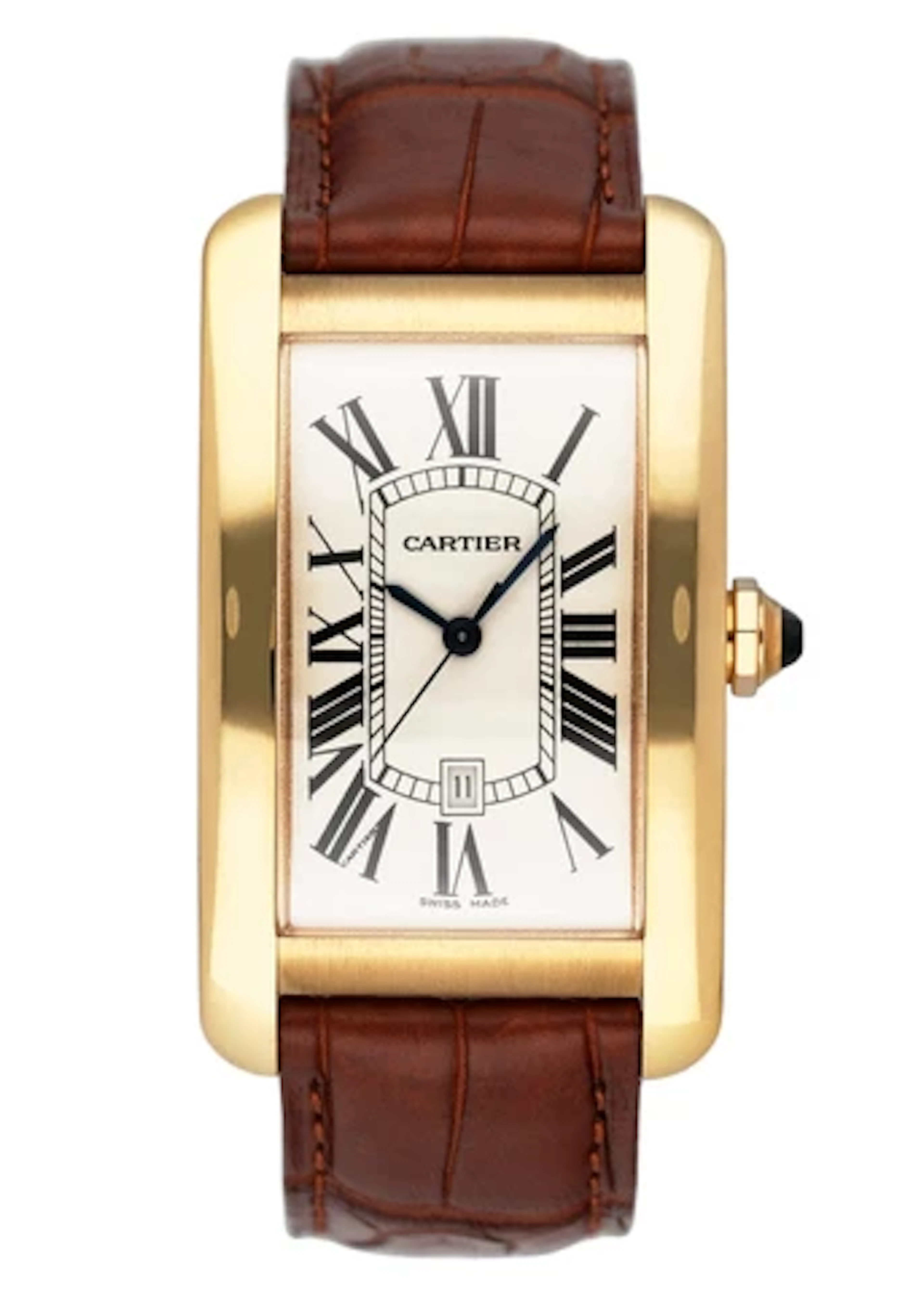 Cartier Tank Americaine Large W2603156 18K Yellow Gold Mens Watch