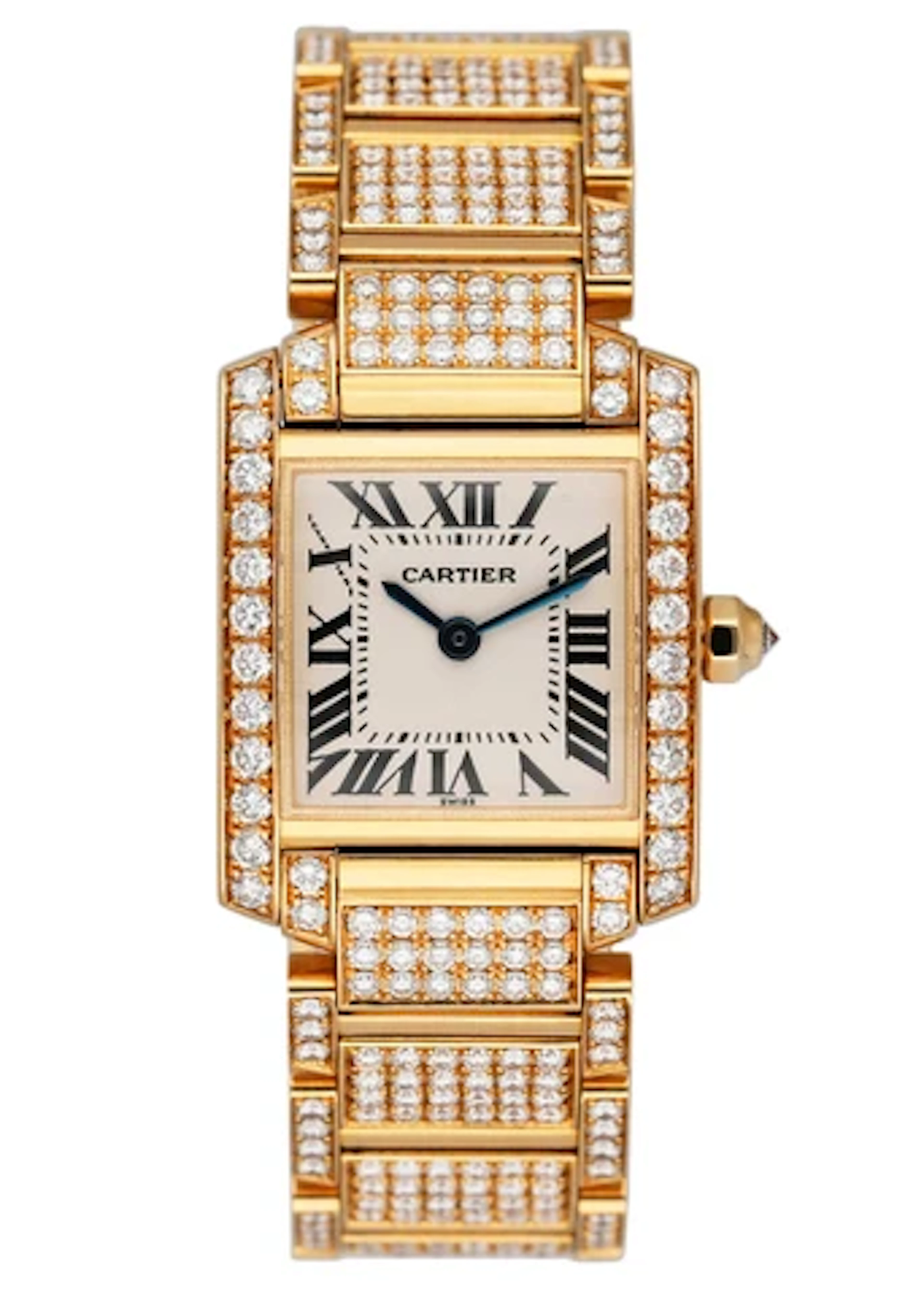 Cartier Tank Francaise WE1001RD Diamond Ladies Watch Box Papers