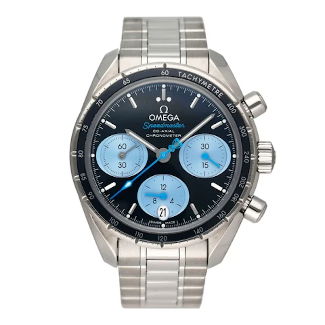 Omega Speedmaster 38 324.30.38.50.03.002 Blue Dial Mens Watch Box Papers