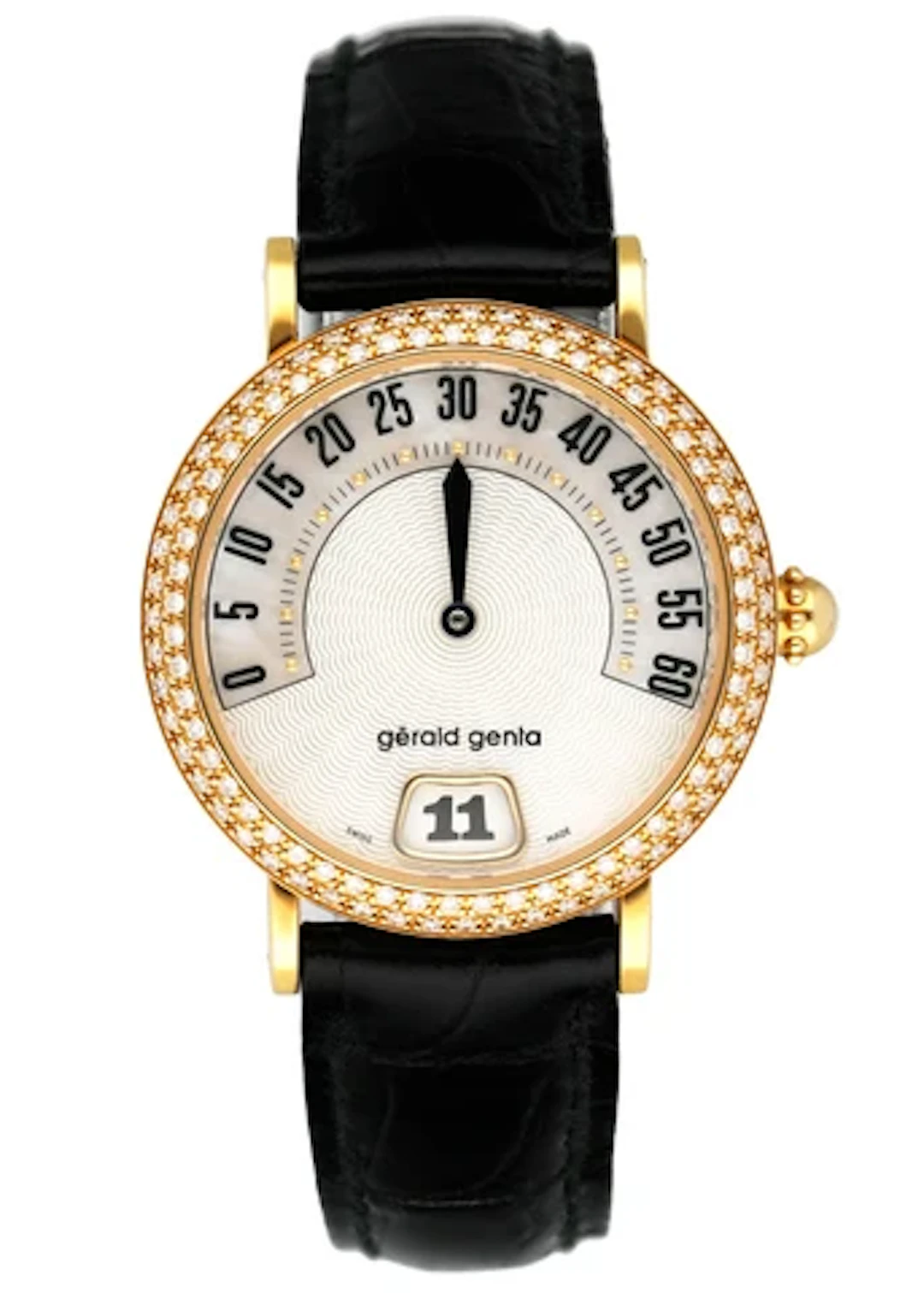Gérald Genta Retro G.3624 Diamonds Dial Gold Ladies Watch Box Papers