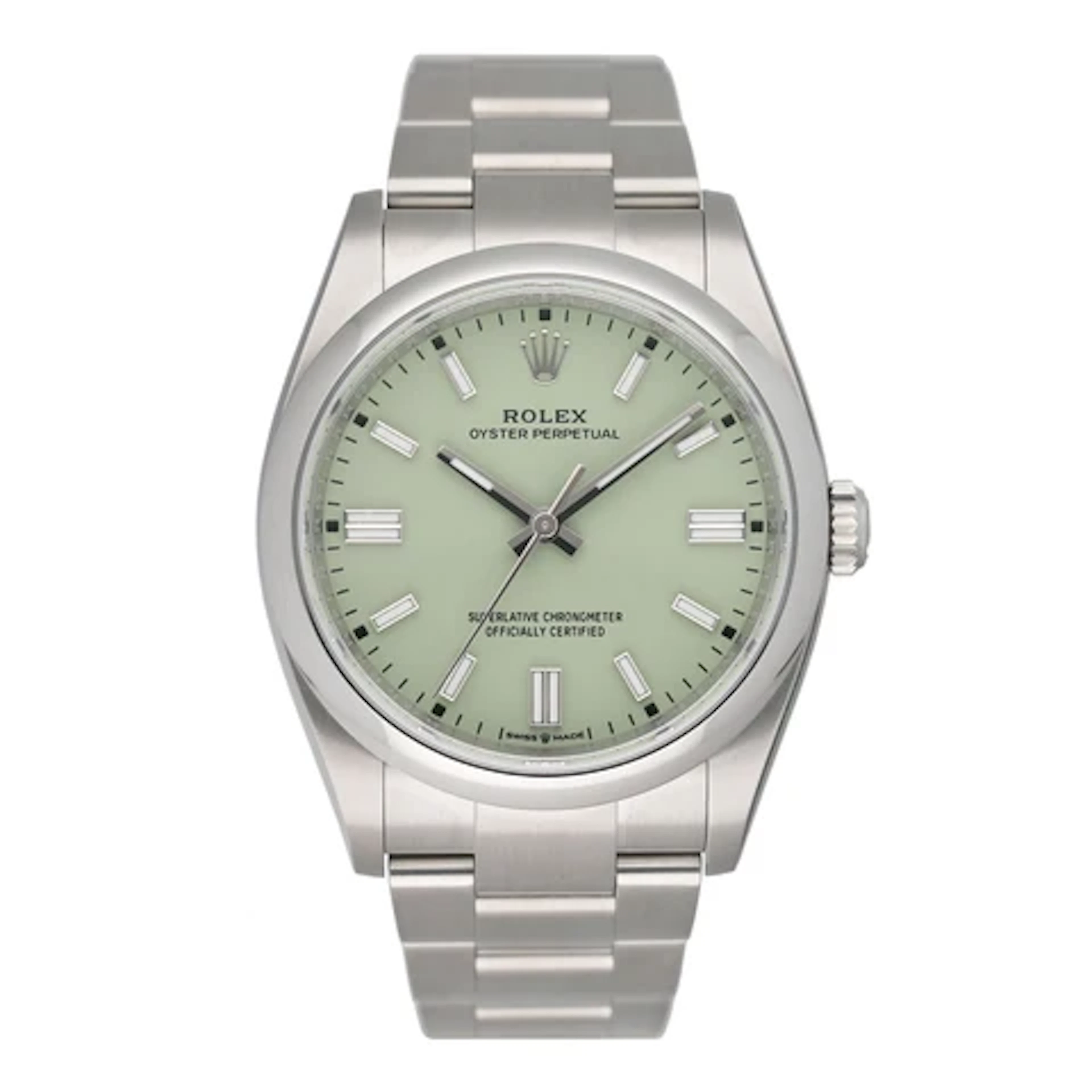 Rolex Oyster Perpetual Pistachio Dial 126000 Mens Watch Box Papers