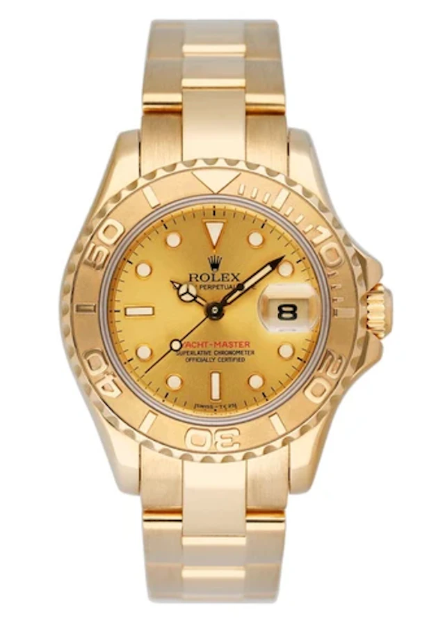 Rolex Yacht Master 69628 Champagne Dial 18K Yellow Gold Ladies Watch