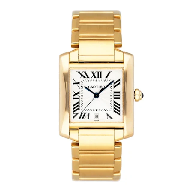 Cartier Tank Francaise W50001R2 18K Yellow Gold Mens Watch