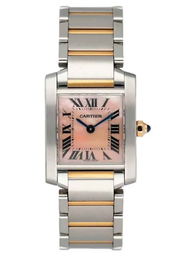 Cartier Tank Francaise W51027Q4 MOP Two-Tone Rose Gold Ladies Watch Box Papers