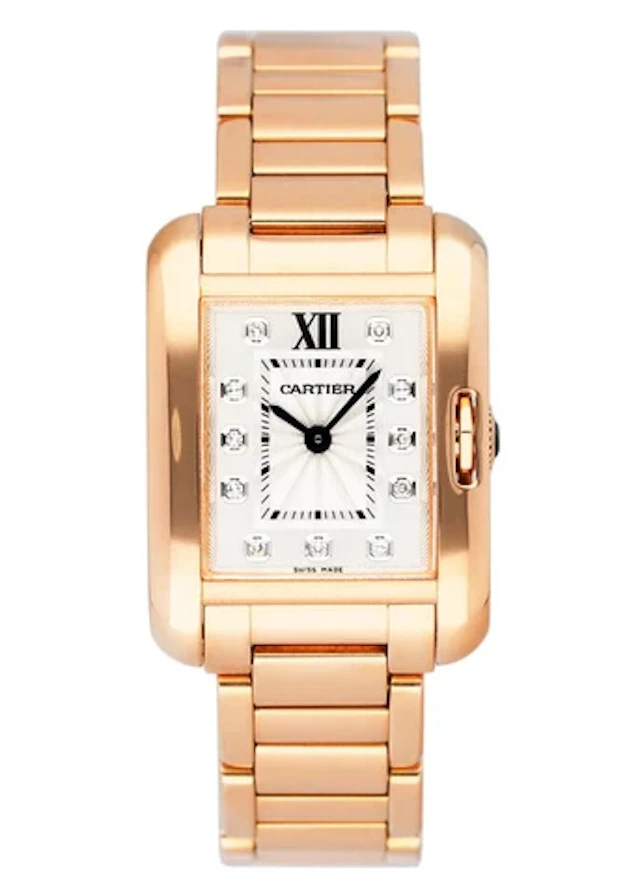 Cartier Tank Anglaise WJTA0004 Diamond Dial Ladies Watch Box Papers