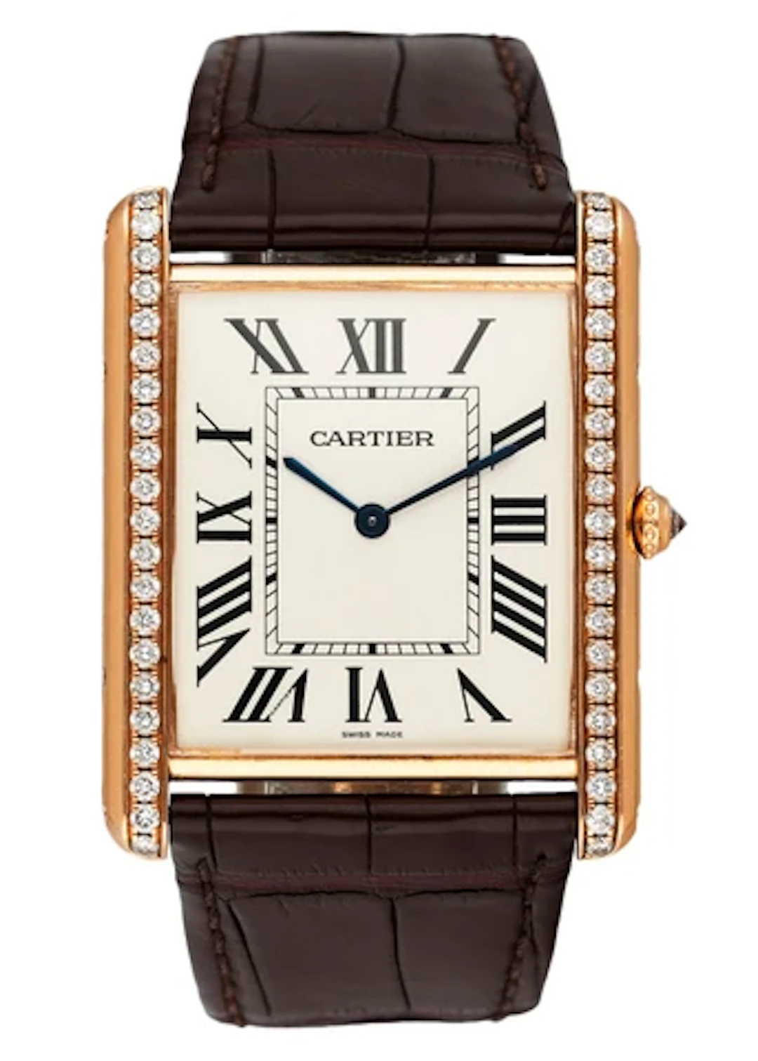 Cartier Tank Louis XL WT200005 Diamond 18K Rose Gold Mens Watch