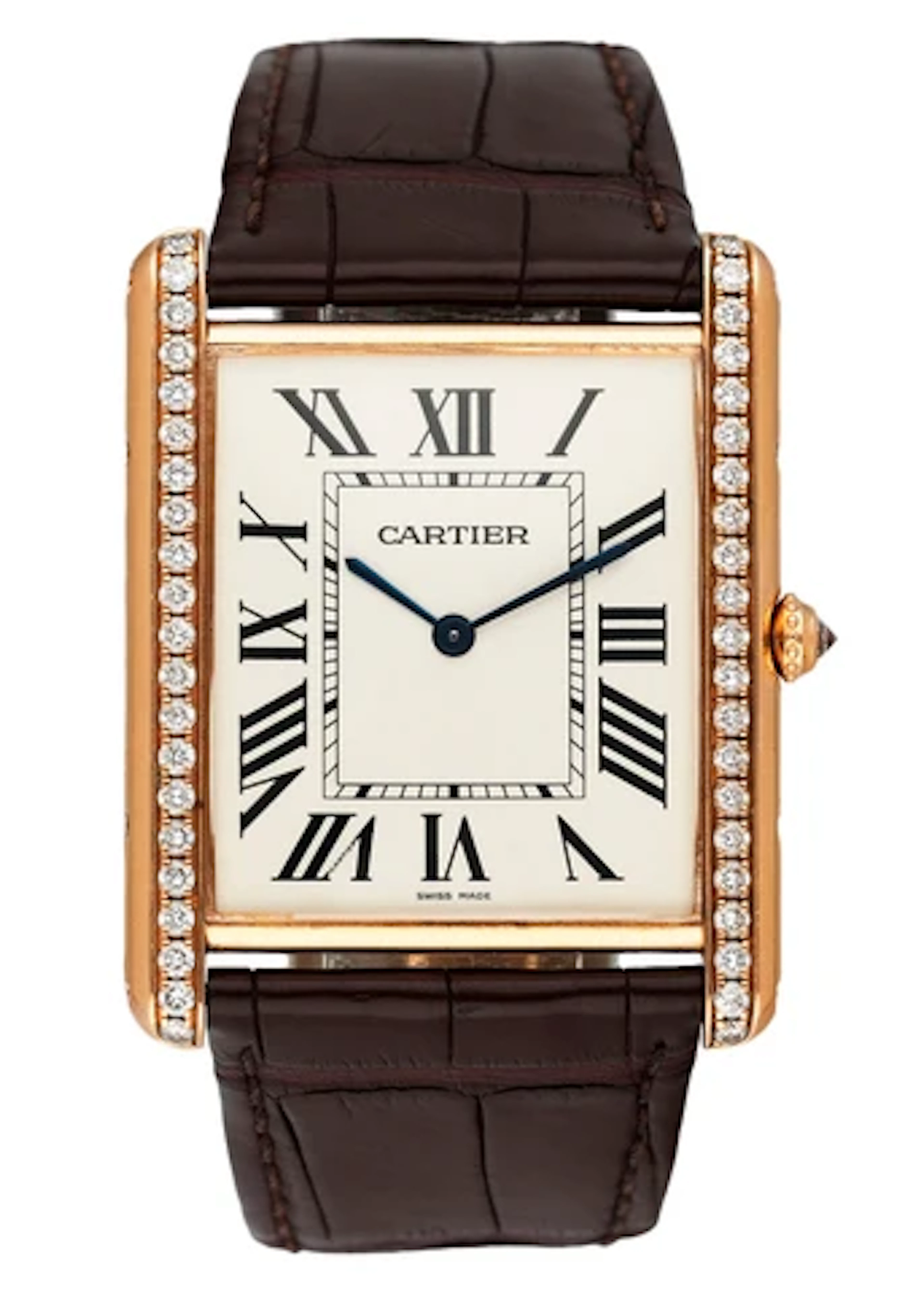 Cartier Tank Louis XL WT200005 Diamond 18K Rose Gold Mens Watch