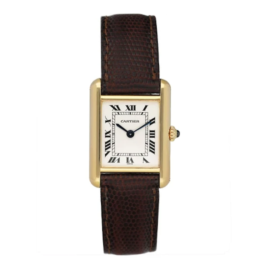 Cartier Tank Quartz M2100 18K Yellow Gold Ladies Watch Box Papers