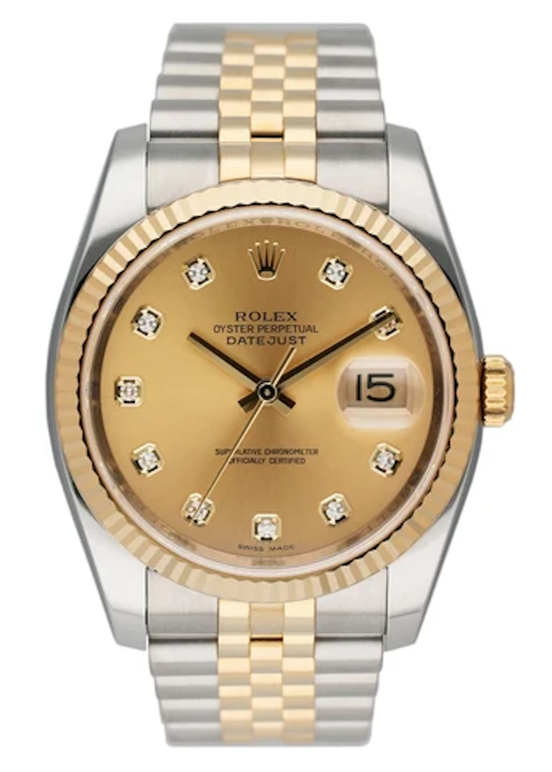 Rolex Oyster Perpetual Datejust 116233 Diamond Champagne Dial Engraved