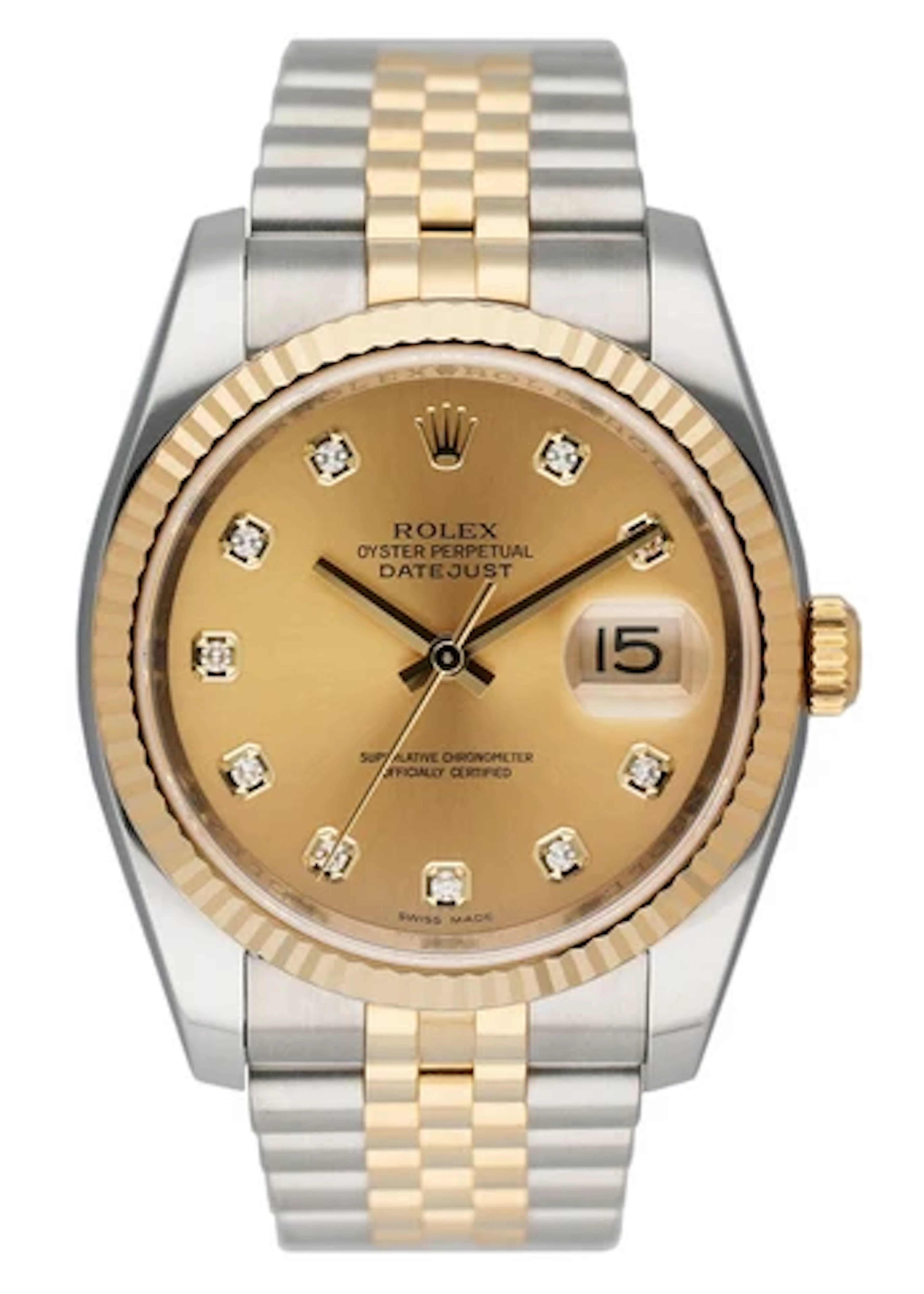 Rolex Oyster Perpetual Datejust 116233 Diamond Champagne Dial Engraved
