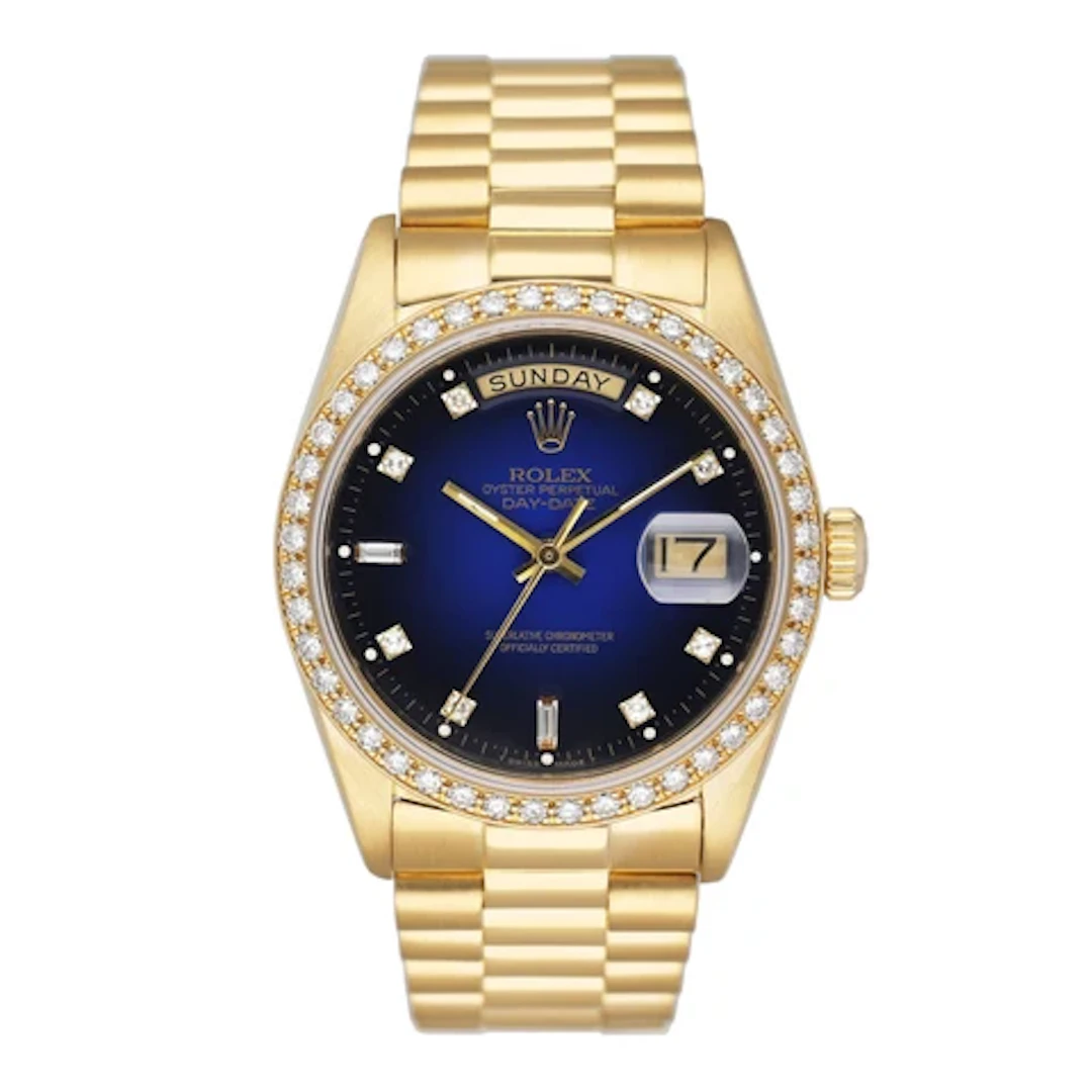 Rolex Day-Date President 18048 Diamond Blue Vignette Mens Watch